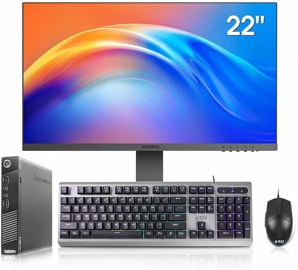 Lenovo ThinkCentre M73 Tiny Business Desktop Computer, Intel Core i5-4590T 3.0GHz,16GB RAM,256GB SSD, New 22 inch Monitor, RGB Keyboard Mouse,Windows 10 Pro (Renewed)