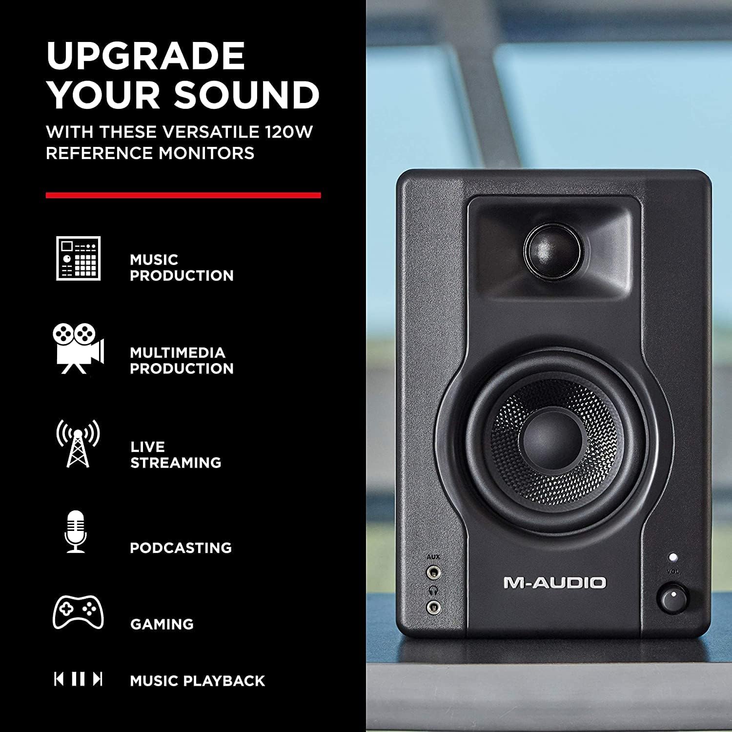 M-Audio BX4 and AIR 192|4-120-Watt Studio Monitors/Desktop Computer Speakers and USB Audio Interface for Gaming, Live Streaming, and Podcasting
