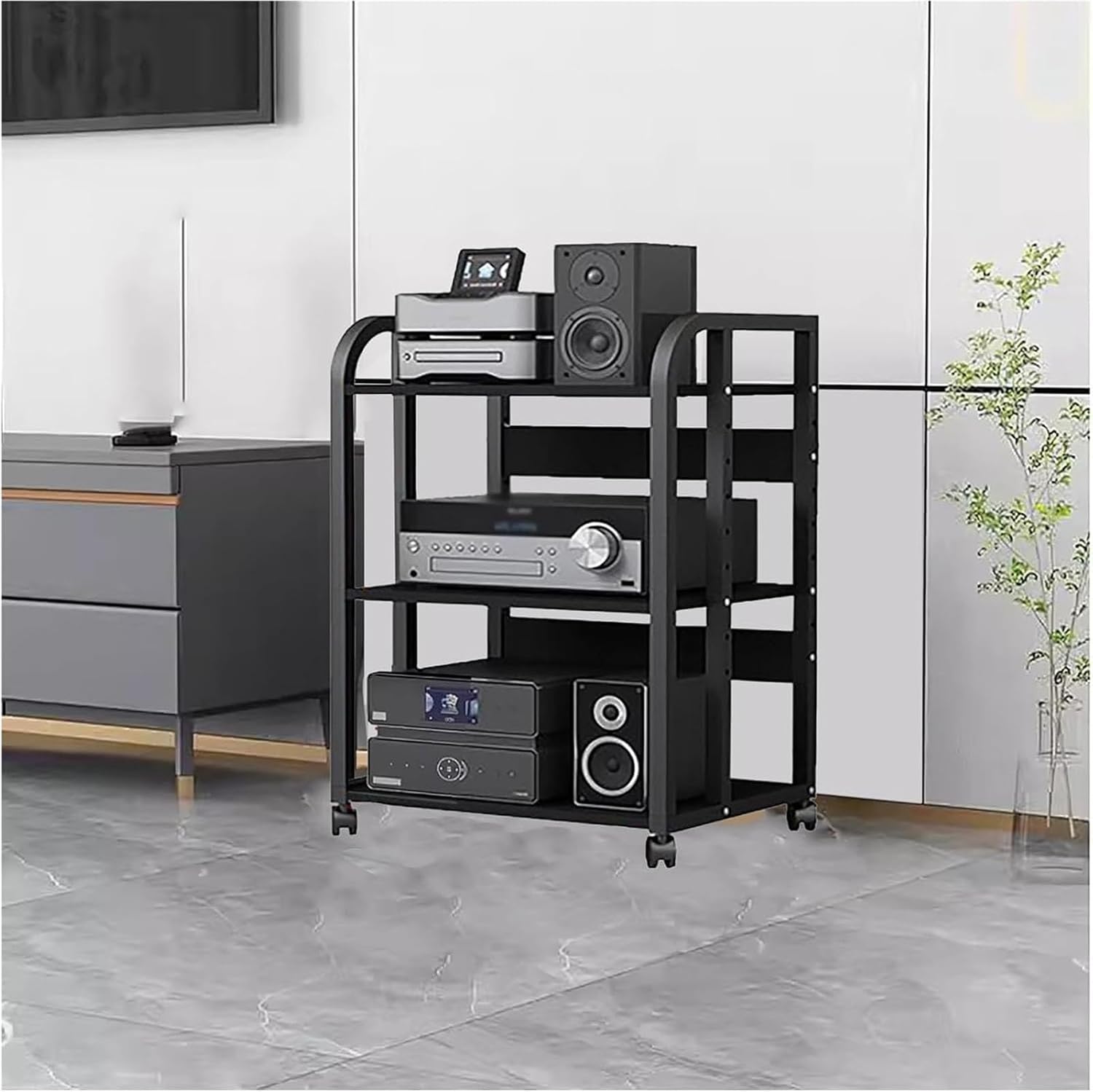 3/4/5 Tier AV Audio-Video Media Stand with Adjustable Shelves