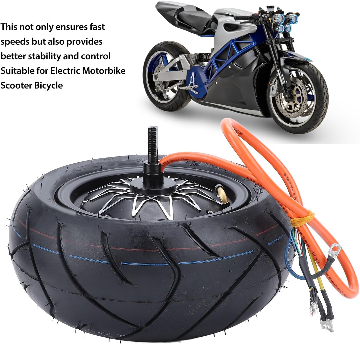 aqxreight 8000W-10000W 14in Wheel Hub Motor Vacuum Tire Low Noise Disc Brake Dual Hall Motor Electric Scooter, aqxreightha2bdgrqis