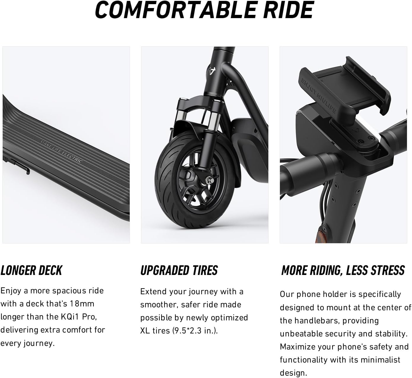 NIU Electric Scooter for Adult - KQi 100 200 Series E Scooter w/Suspension, 600-700W Peak Power, 18-33 Max Miles, Top 17.4-20 MPH, Portable Commuting Escooter, Folding Handlebars(Only K100F & K200F)