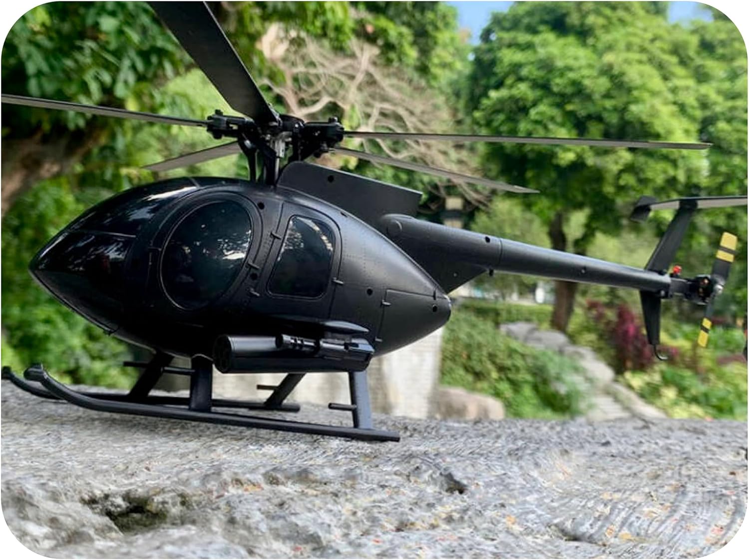 Matte Black MD500 Remote Control Helicopter Aircraft 4CH RC Heli Single Rotor No Ailerons Fall Resistant Maintain Altitude Hover RTF US 335MM