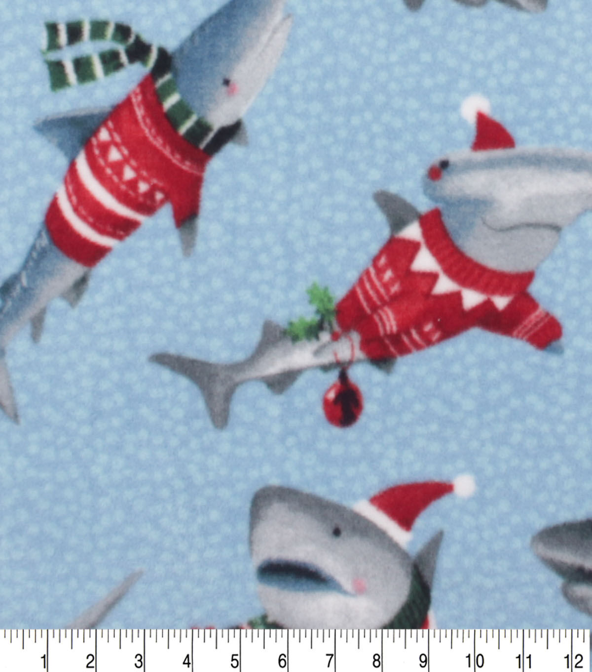 Sweater Sharks on Blue Anti Pill Fleece Fabric