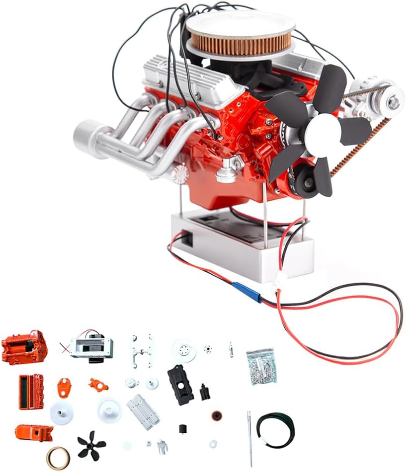 1/6 ENJOMOR Internal Combustion Engine, 3D Printed Simulated Electric V8 Engine Model kit, Desktop Vintage Collectible Ornament