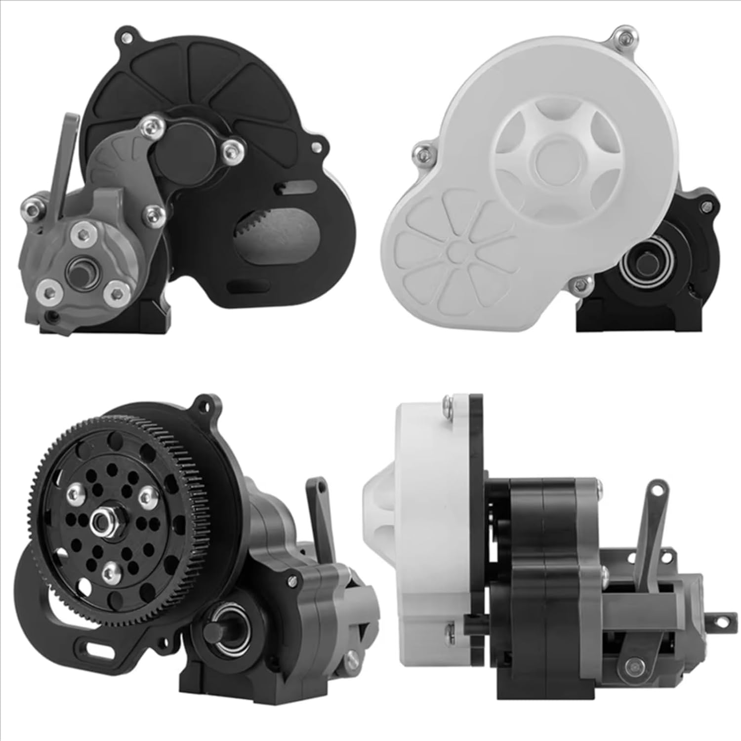 RC Gearboxes For Axial For SCX10 AX10 For Wraith Black ABUM-2X 1/10 Metal Complete Gearbox Transmission Box With Dig Gear 1 Speed RC Crawler Car