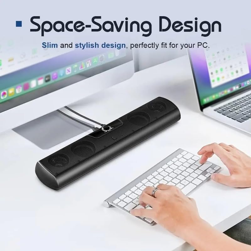 Computer Speaker Soundbar Wall Mountable Wired PC Speakers Sound Bar Powered with Volume