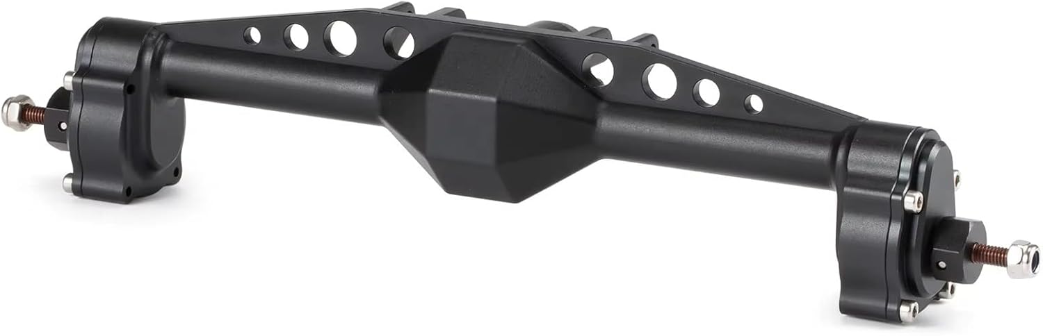 RC Front Rear Drive Axle Compatible with Axial for Capra for SCX10 III RC Car Cheater Rigs Aluminum Offset Portal Axle with Servo Mount Upgrade Parts(Black,Front and Rear)