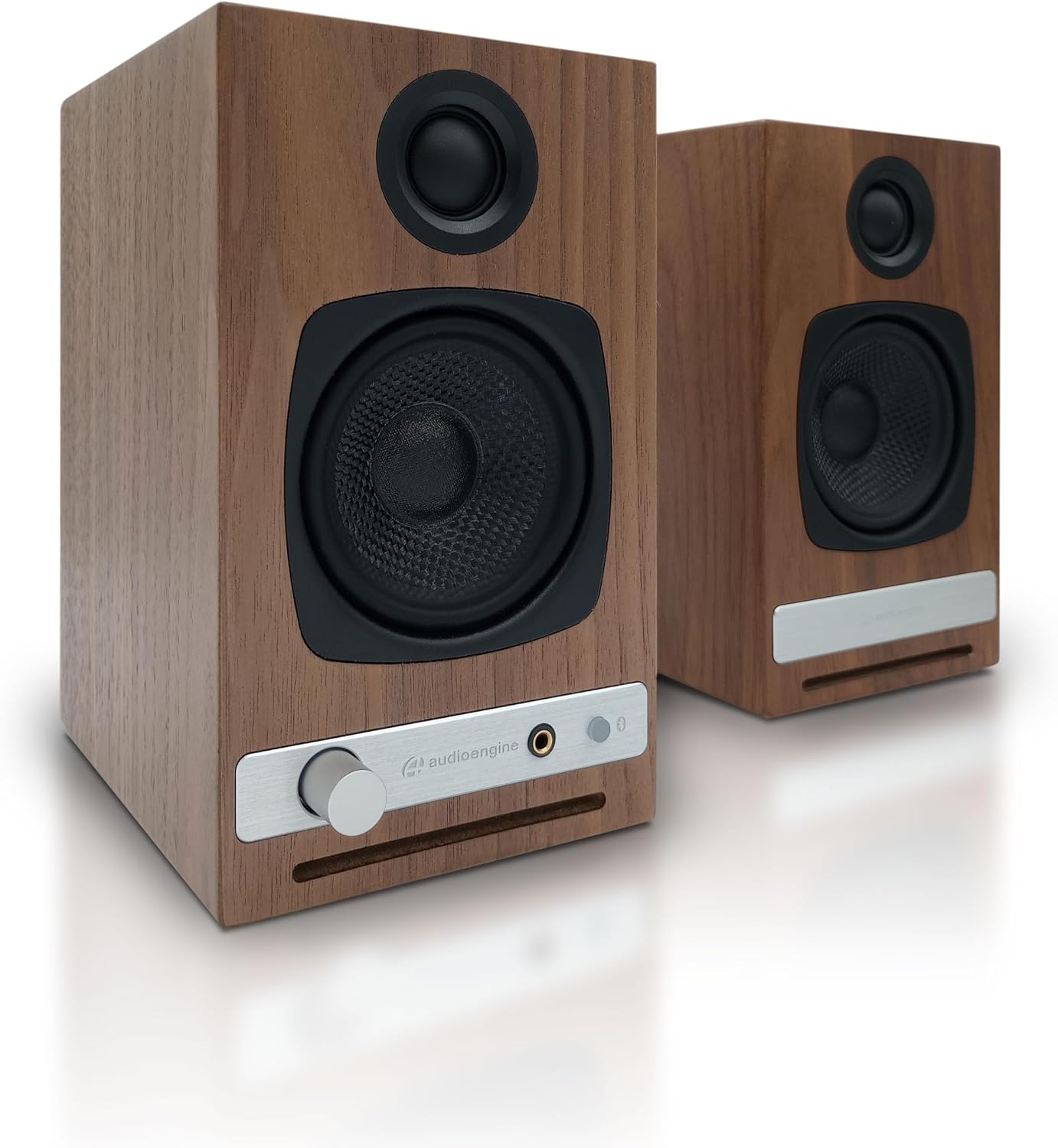 Audioengine A2 HD (HD3) Walnut 60 Watt Pc Speakers for Desktop and S6 White Subwoofer for Music Gaming Movies Studios Dorms Bedrooms Offices