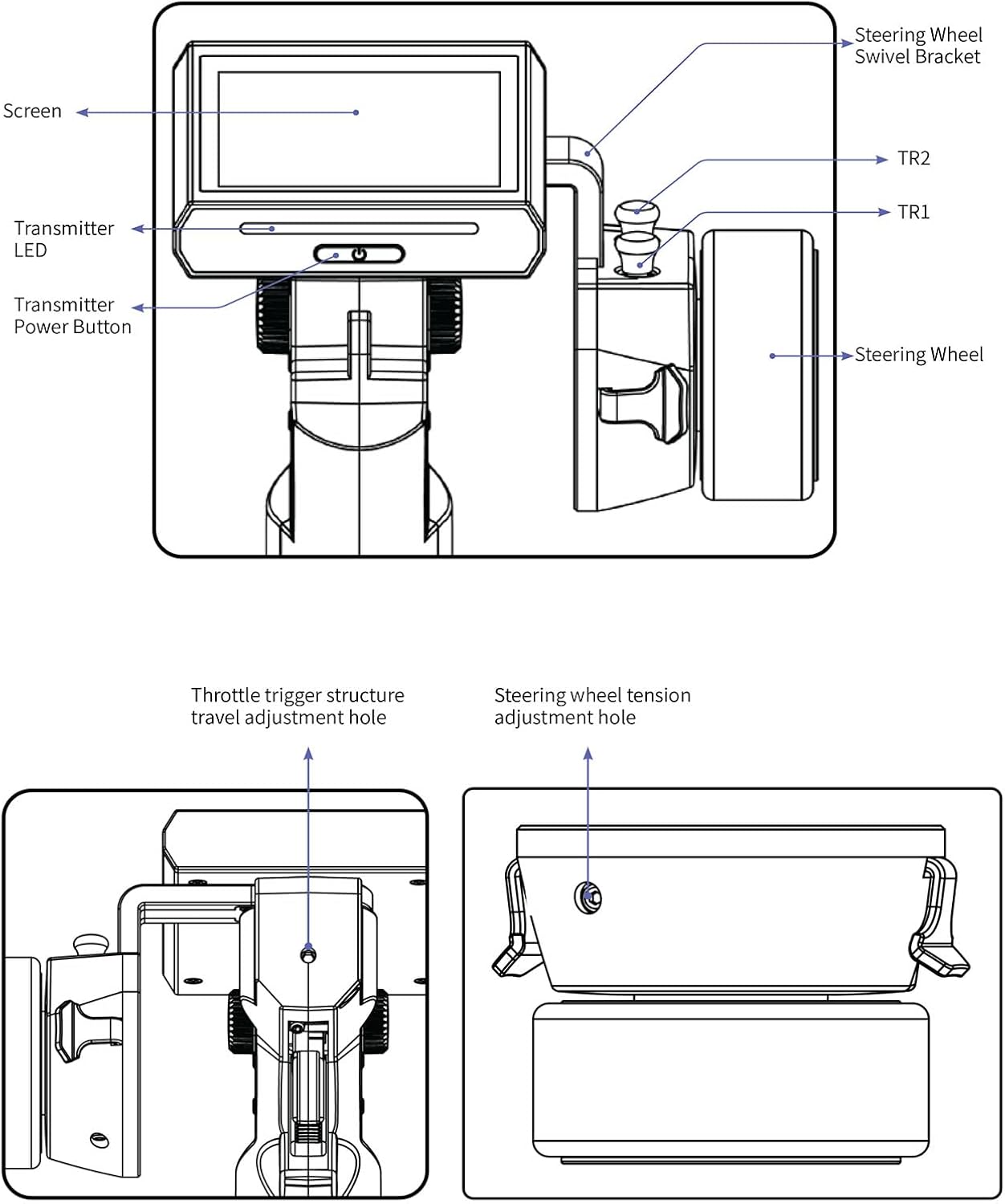 2.4G 8CH Radio Transmitter Remote Controller, AFHDS 3 Protocol FGR4S Receiver with Touch Screen for RC Car Boat Model