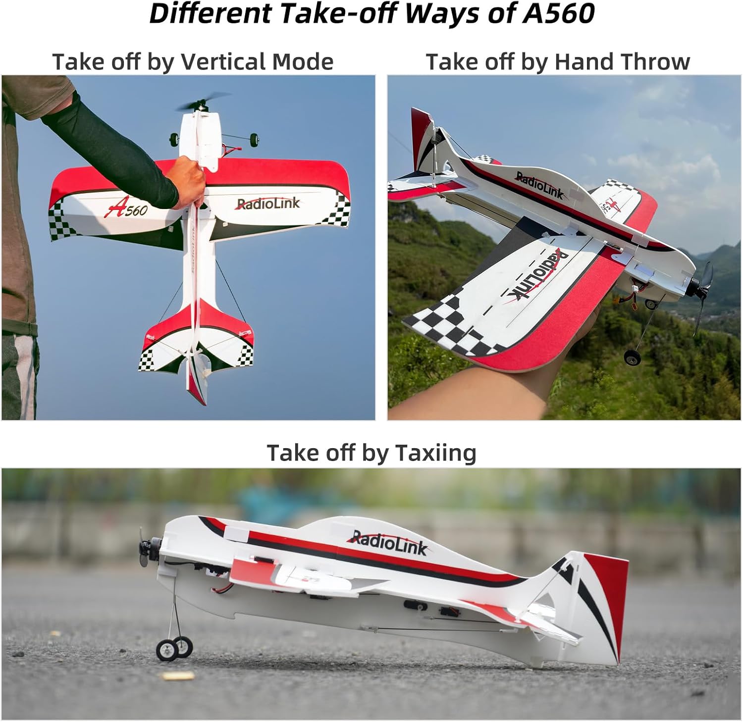 Radiolink A560 PNP (Plug&Play) RC 3D Airplane & AT10II 12 Channels RC Transmitter and R12DS Receiver, Left Hand Throttle Radio, CM210 2S LiPo Fast Charger Kit, Totally RTF