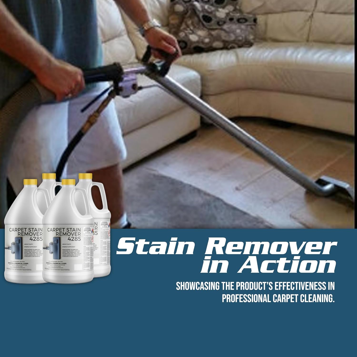 CarpetGeneral - Heavy Duty Carpet Stain Remover 4285 - Easy Clean & Professional Carpet Cleaner Products - Residential & Commercial Multi-Purpose Stain Pretreater & Precleaner -(Case of 4) 1 Gal Jugs