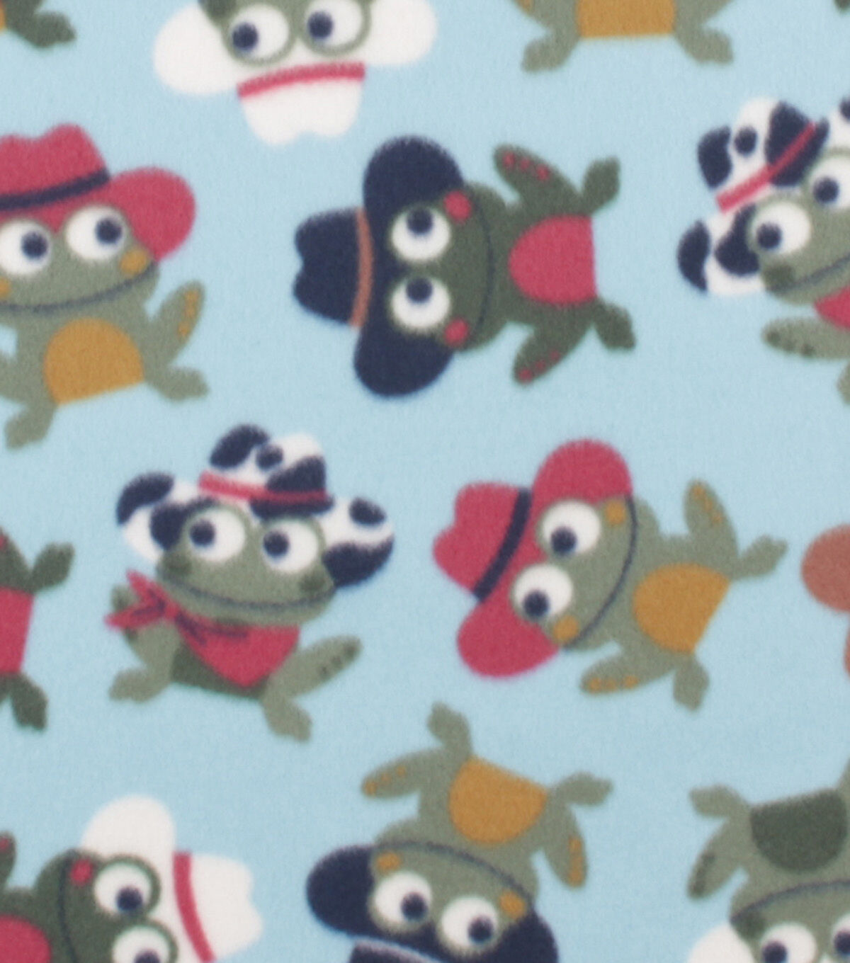 Green Cowboy Frogs On Blue Blizzard Fleece