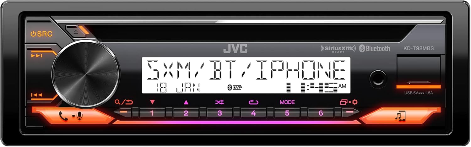 JVC KD-T92MBS Marine Powersport Audio CD Receiver 22W RMS/50W Max x 4
