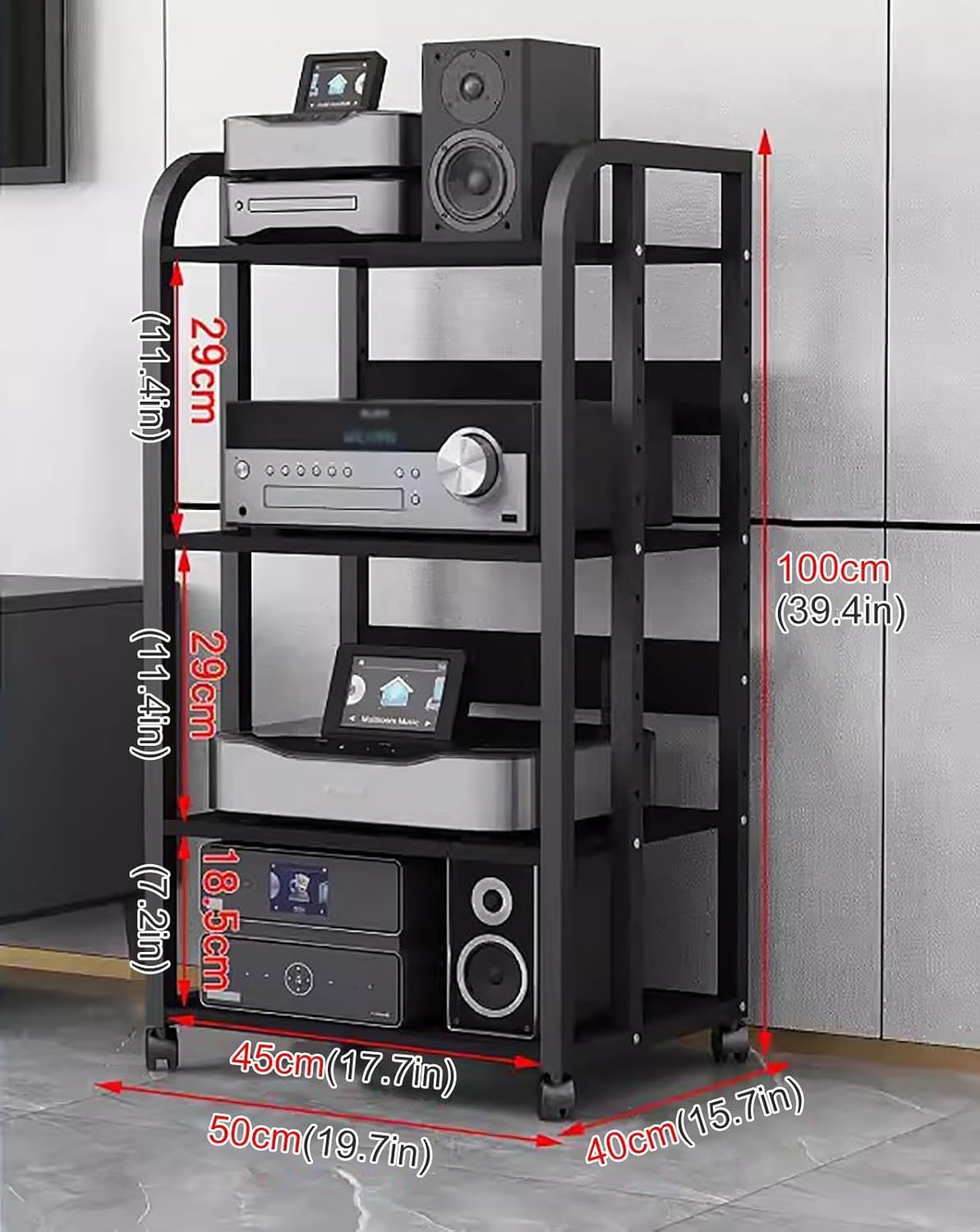 Floor Stereo Racks And Stands On Wheels- 79/100cm Tall