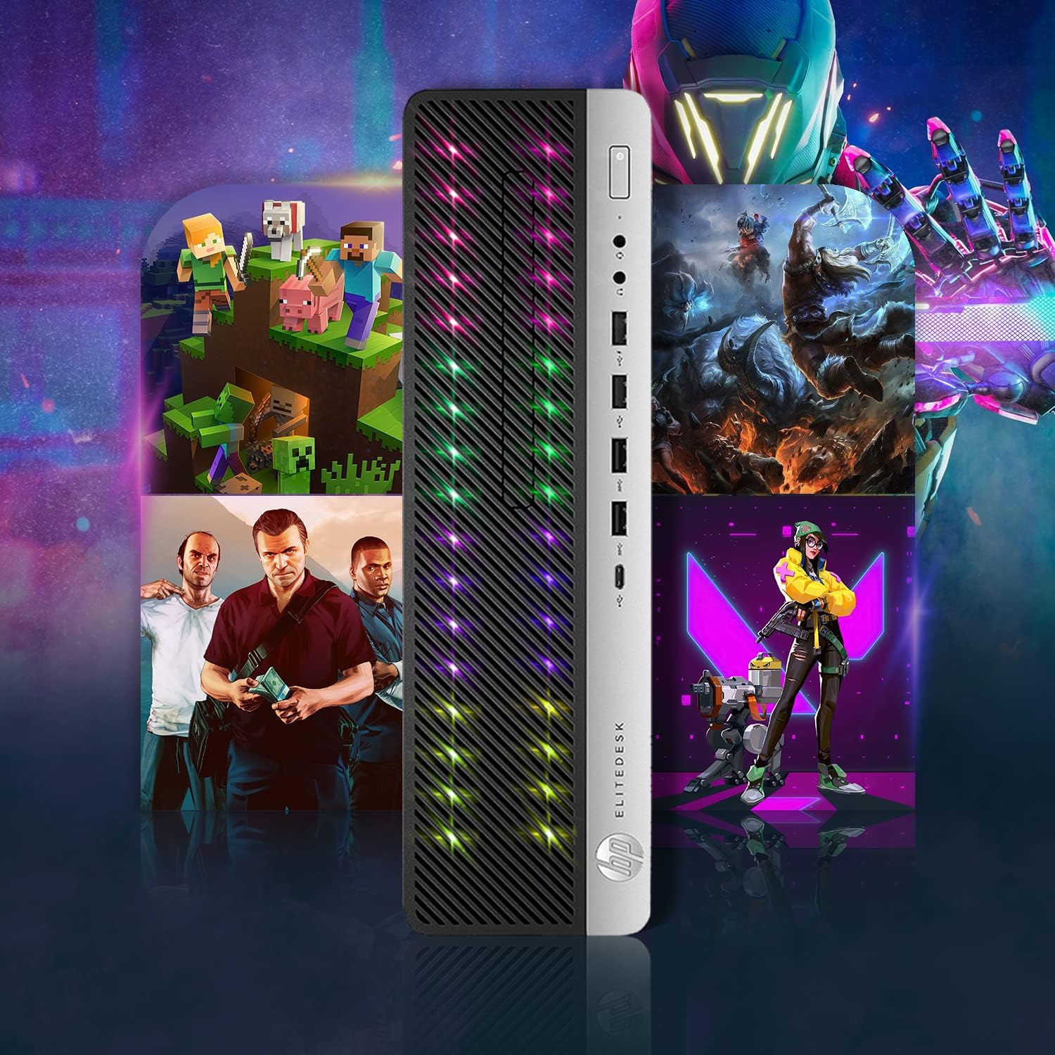 HP EliteDesk 800 G4 SFF High Performance RGB Desktop Computer, GeForce GT 1030 2GB, Intel Six Core i5-8500 up to 4.1GHz, 16GB DDR4 RAM, 512GB SSD, WiFi, BT, Windows 11 Pro 64 En/Sp/Fr(Renewed), Black