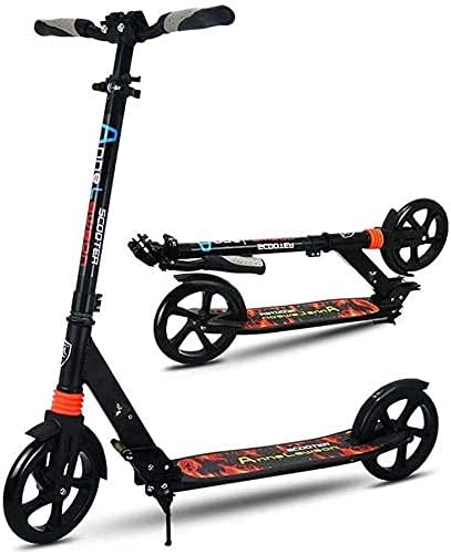 Scooters Kick Scooter for Adults Kids Adult/Teen Kick Scooter with Big Wheels - Foldable Adjustable Portable Lightweight Birthday Gifts for Kids 12 Years Old and Up Support 100kg (Color : Black)