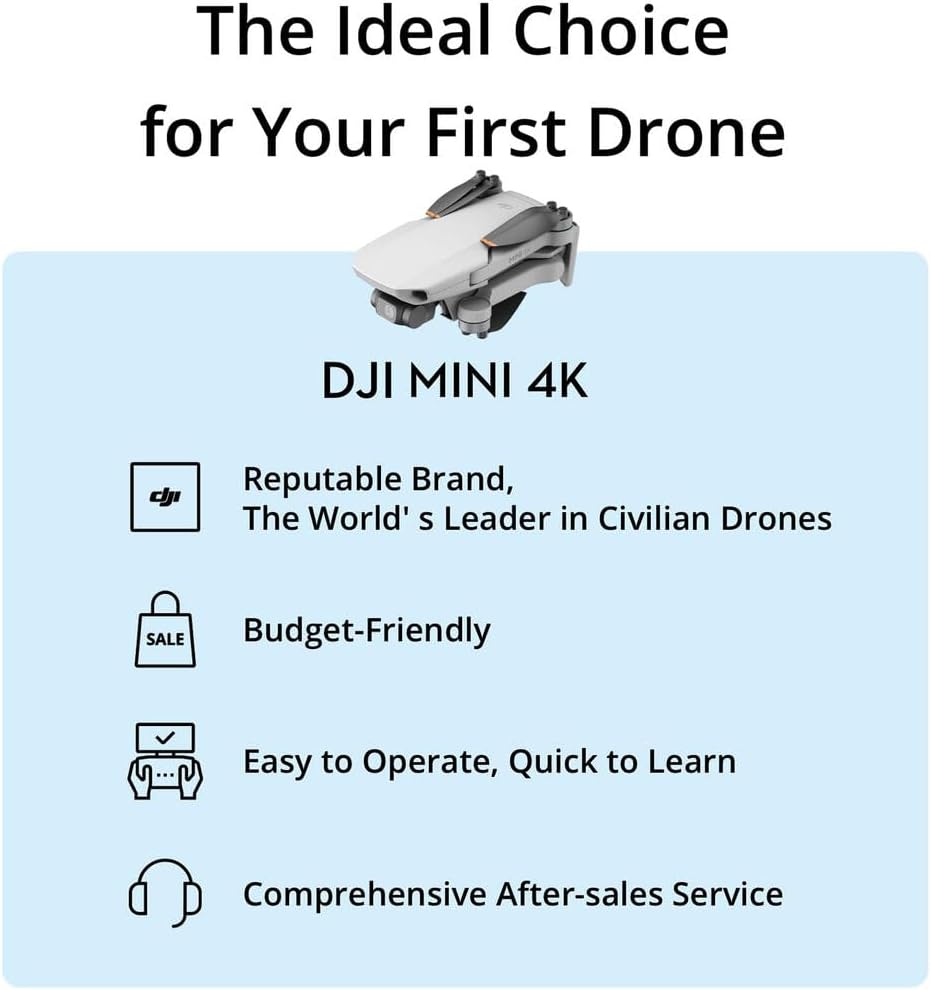 DJI Mini 4K Lightweight UHD Drone, Under 249g | 12MP Camera, 3-Axis Gimbal, 10 km Video Transmission, 31-Min Flight Time | For Beginners & Travel Photography + 64GB Card + BackPack + Landing Pad +More