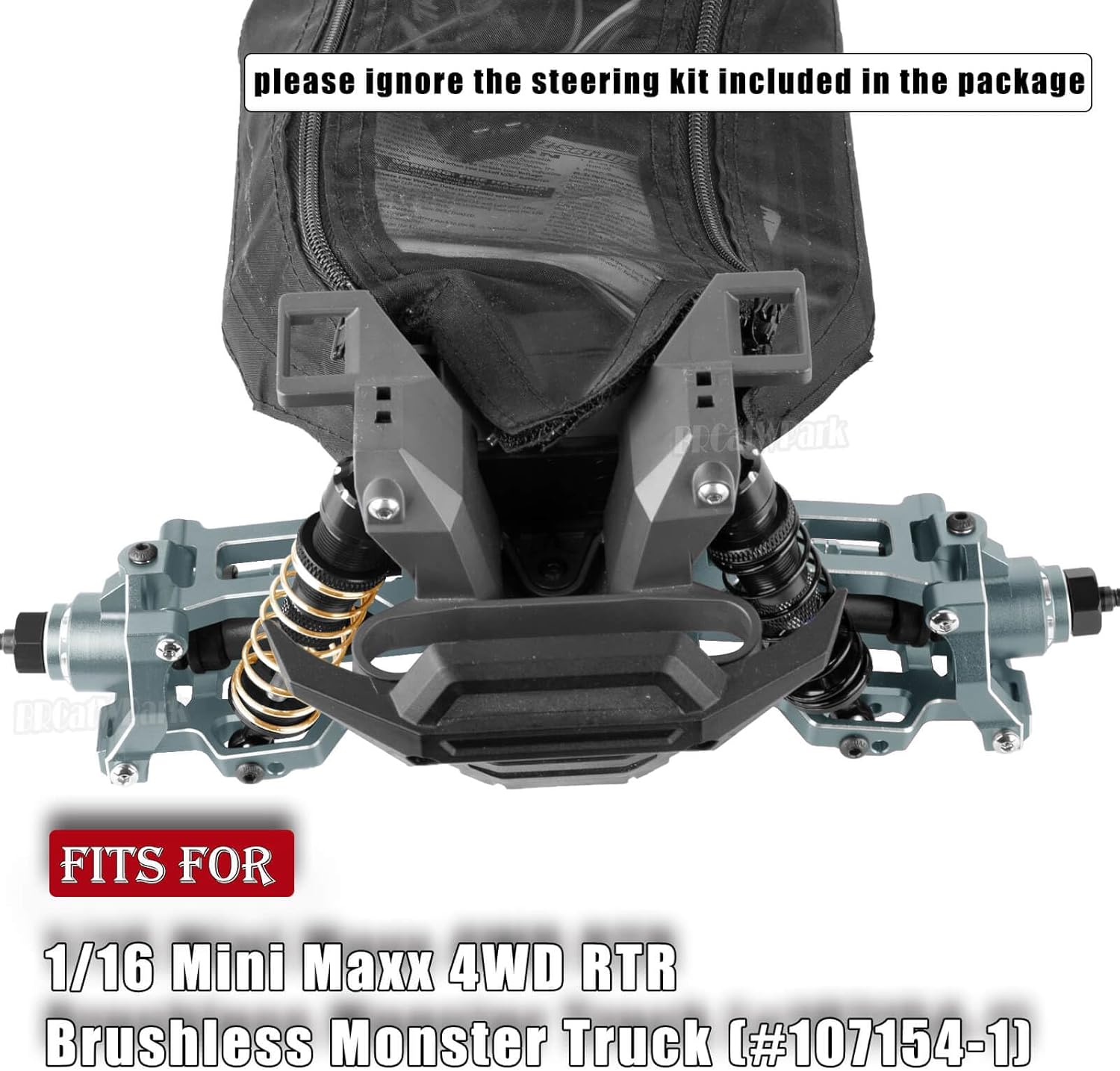 RC Upgrades Part for 1/16 Mini Maxx(#107154-1),Shocks,Dust Resist Cover,Controller Mount Plate,Drive Shaft,Wheelie Bar,Chassis,Arm,Caster/Steering Block,Stub Axle Carriers,Links,Titanium Black