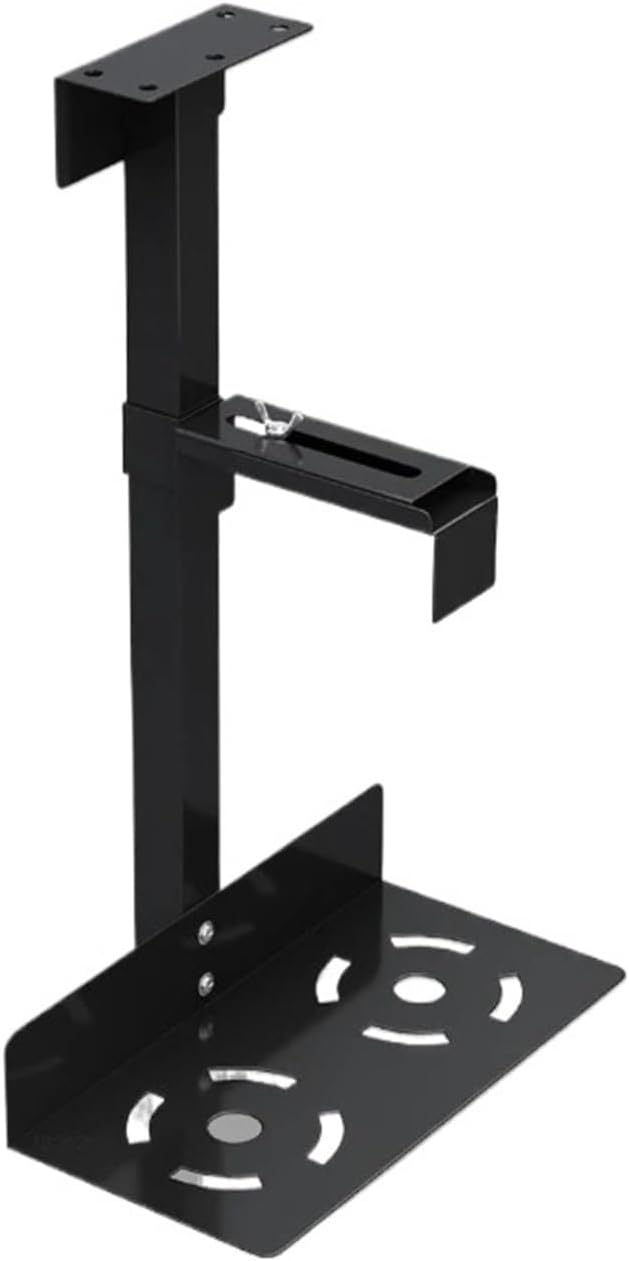 Metal computer case bracket under the table wall-mounted CPU bracket adjustable computer main frame host lifting bracket bracket(Black)