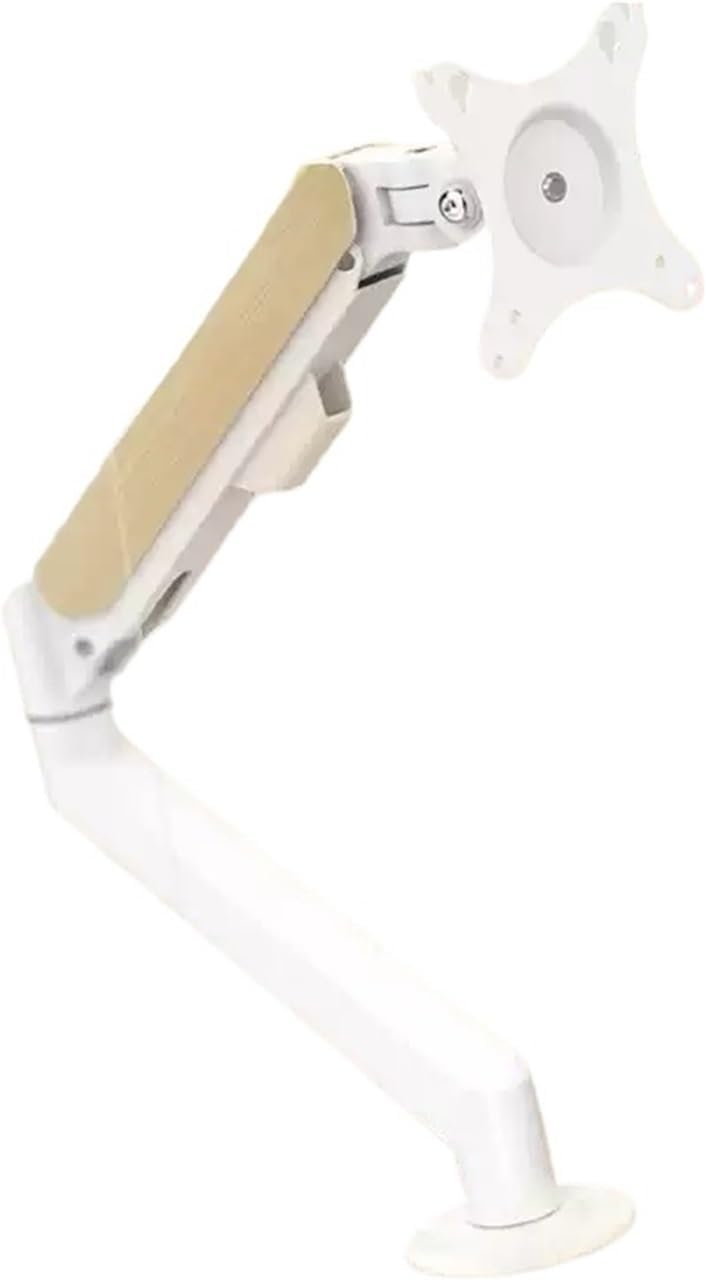 White single monitor stand, can accommodate up to 32-inch screens, each screen can bear 19.8 pounds, computer desk stand, adjustable monitor stand(M5W-M)