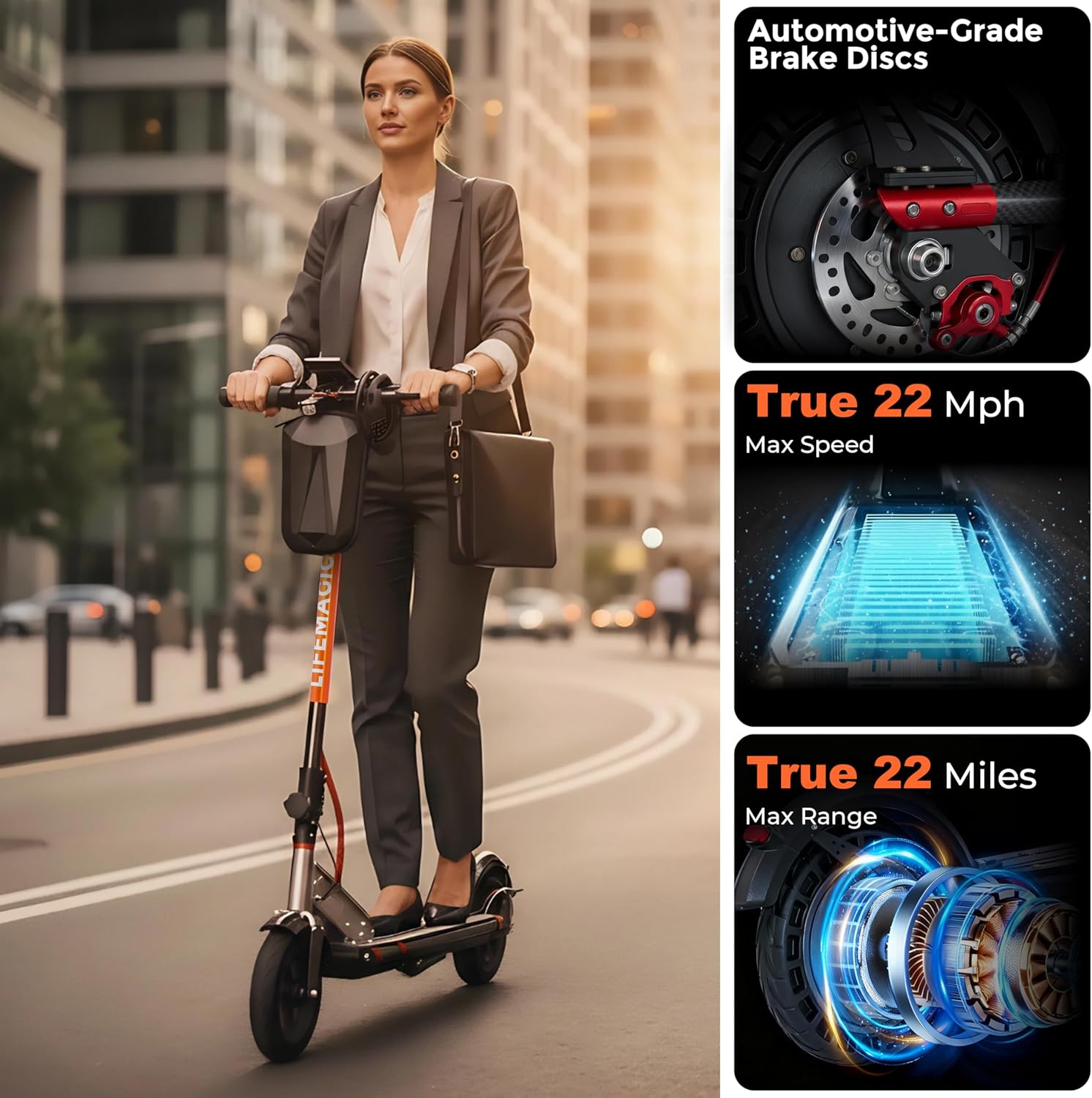 Ultralight Foldable Electric Scooter for Adults, 26 lbs Carbon Fiber, 22 MPH & 22 Mile Range, 350W Motor, 10