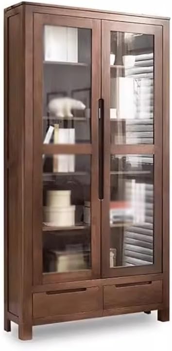 LOVULIFE Book Shelf Storage Rack Pure Solid Wood Bookcase Nordic Household Oak Bookshelf Solid Wood Shelf Display Cabinet Nordic Simple Log Bookshelf Bookshelf Bookcase(Color:B)