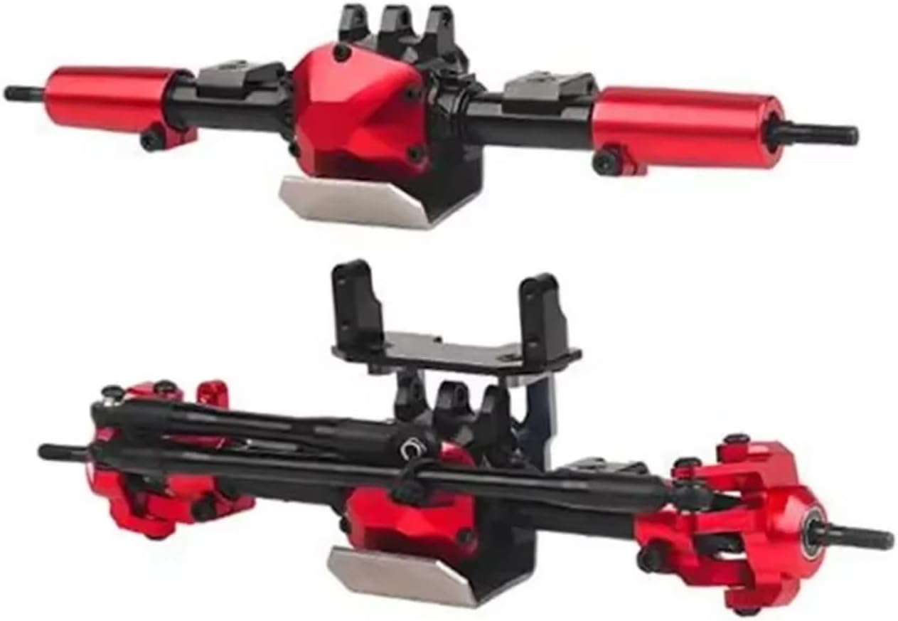 RC Car Parts Compatible with Axial for SCX10 II 90046 90047 1:10 RC Crawler Car CNC Metal Front Rear Axle with Protector Upgrade Parts(Front and Rear)