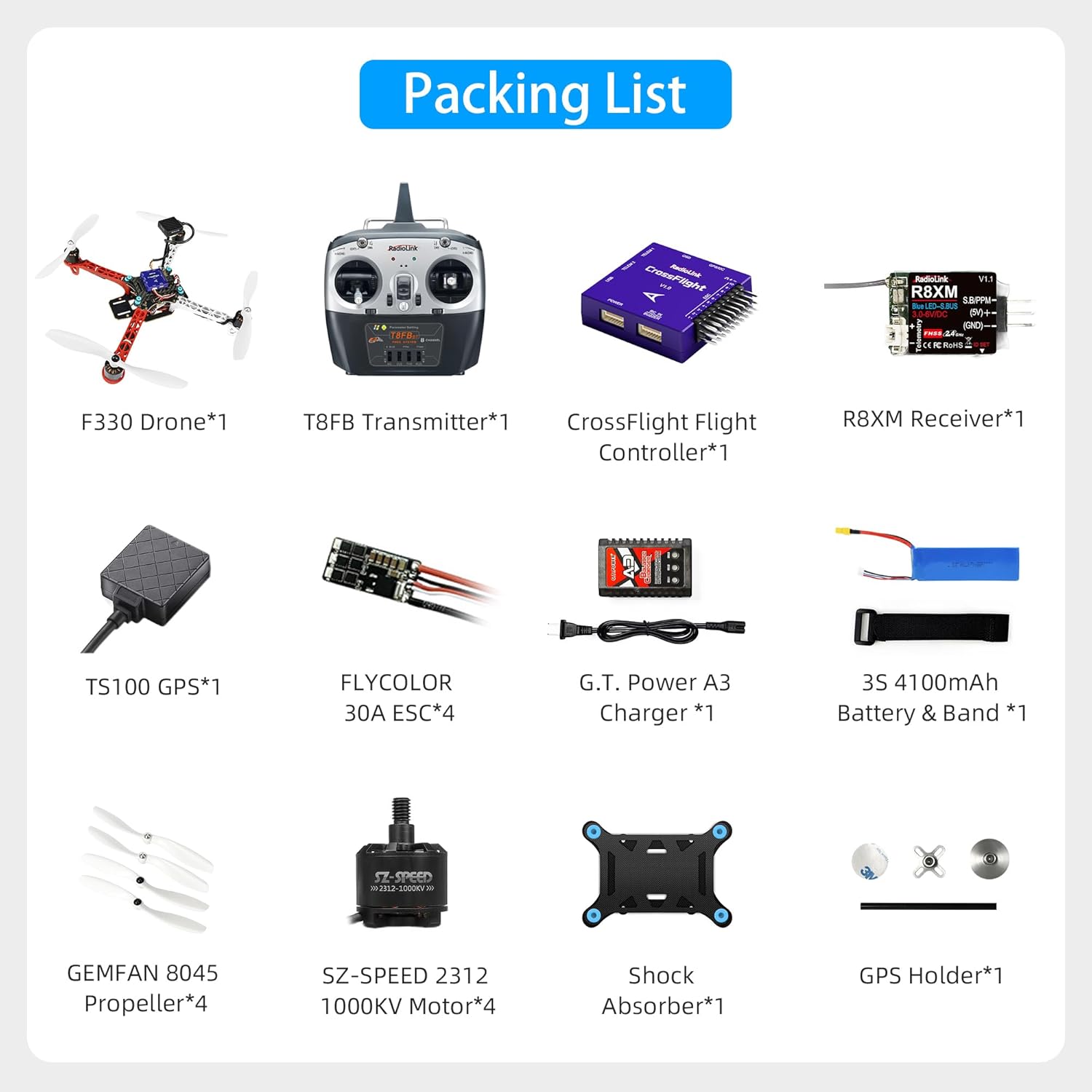 Radiolink F330 RC Drone 330mm wheelbase quadcopter with Crossflight flight controller and TS100 GPS, assembly kit RTF, suitable for race, aerial photography, automatic inspection and other fields