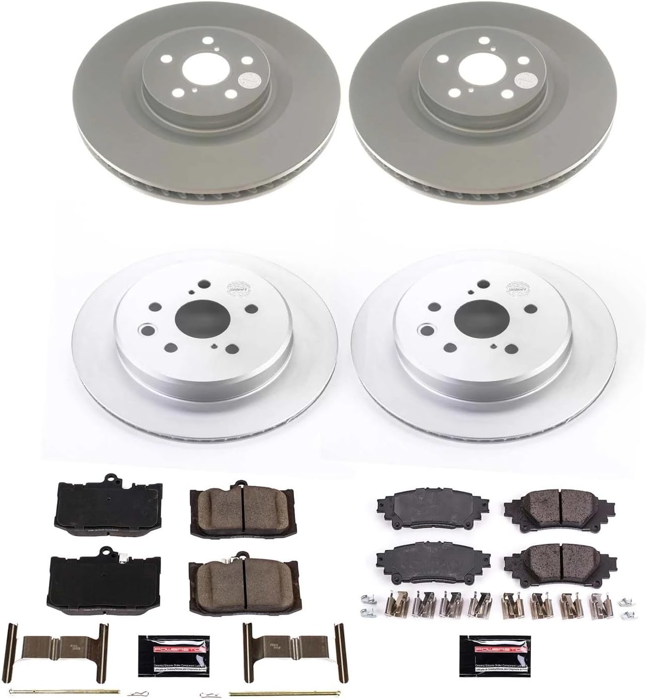 Power Stop CRK8453,Z17 Front and Rear Coated Rotor Kit-Coated Brake Rotors, Ceramic Brake Pads For GS200t, GS300, GS350, GS450h, RC200t, RC300, RC350 [Model Specific]