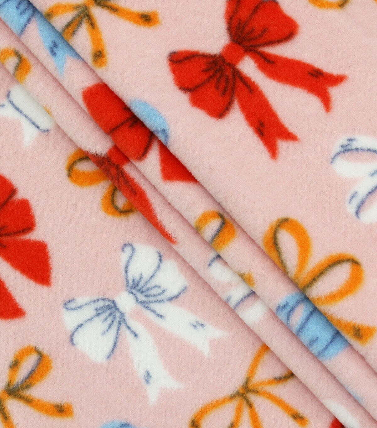 Bows Bows Bows on Pink Anti Pill Plush Fleece Fabric