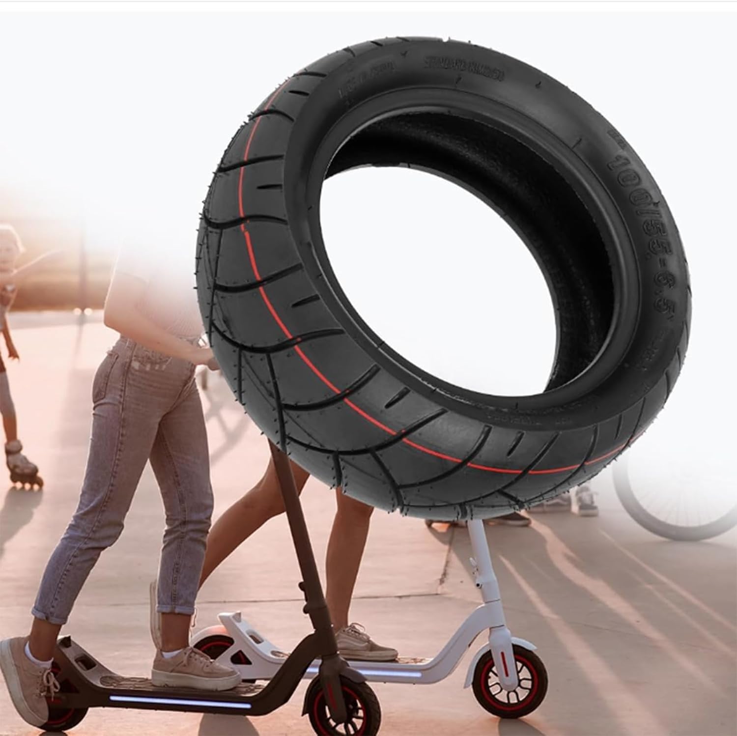 11 Inch 100/55-6.5 Tubeless Tyre Rubber Tires fits Road for 11 inch Electric Scooter E-Bike Wheel Replacement Tire,2pcs