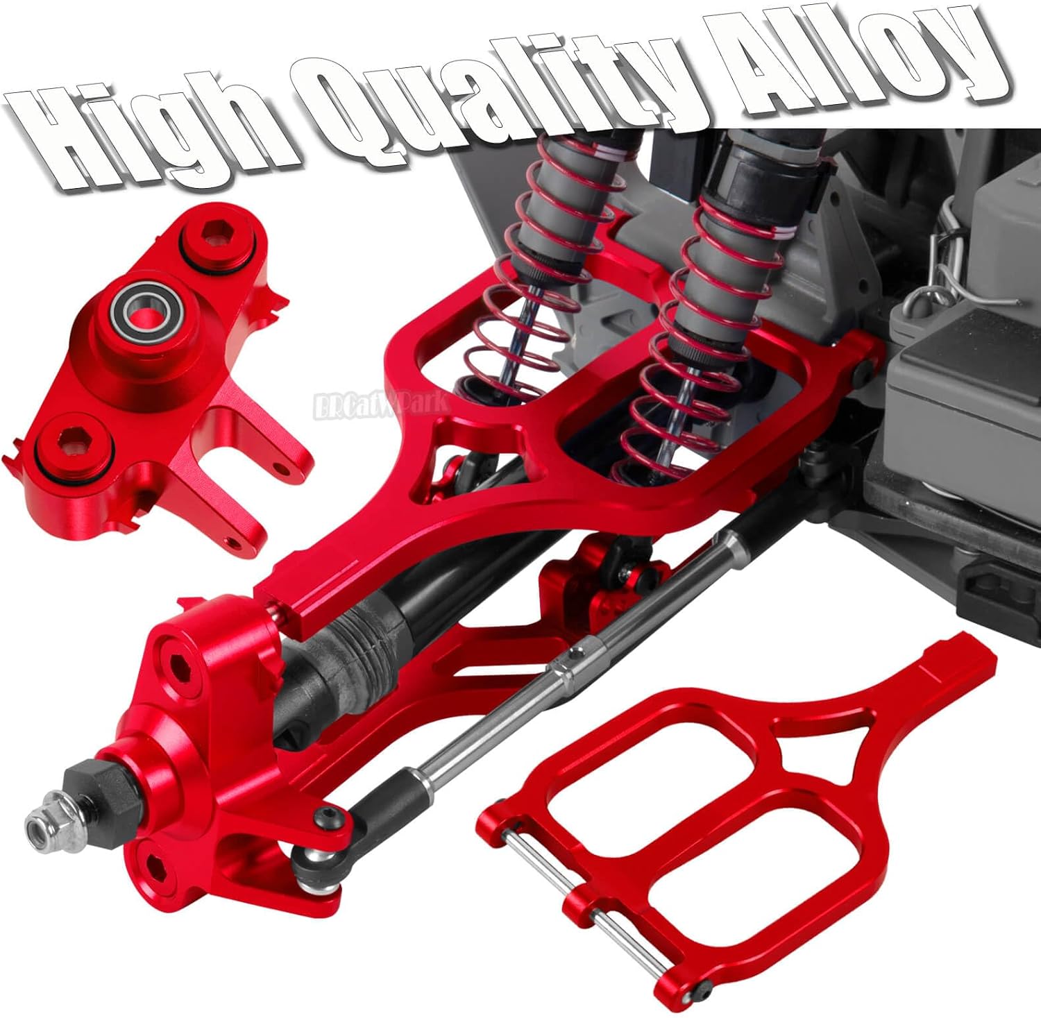 RC Upgrades Part for 1/10 E-Maxx T-Maxx,A-Arms,Caster Block,Steering Blocks,Rear Stub Axle Carriers,Drive Shaft CVD Axles,7mm Wheel Hex,Steering Bellcrank & Shock Tower Mounts,Red