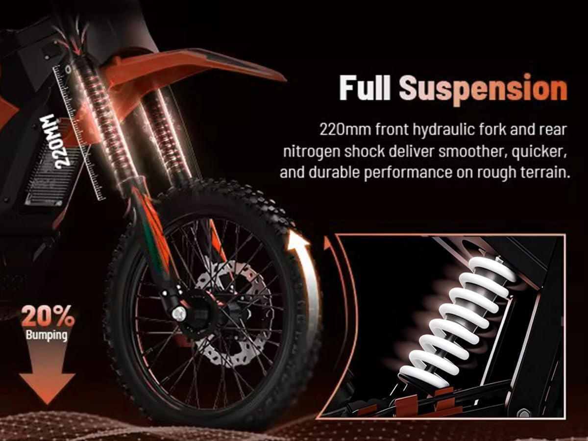 JVV M5 Electric Scooter for Beginner, 2600W Mid-Drive Motor, 48V 20Ah, 14