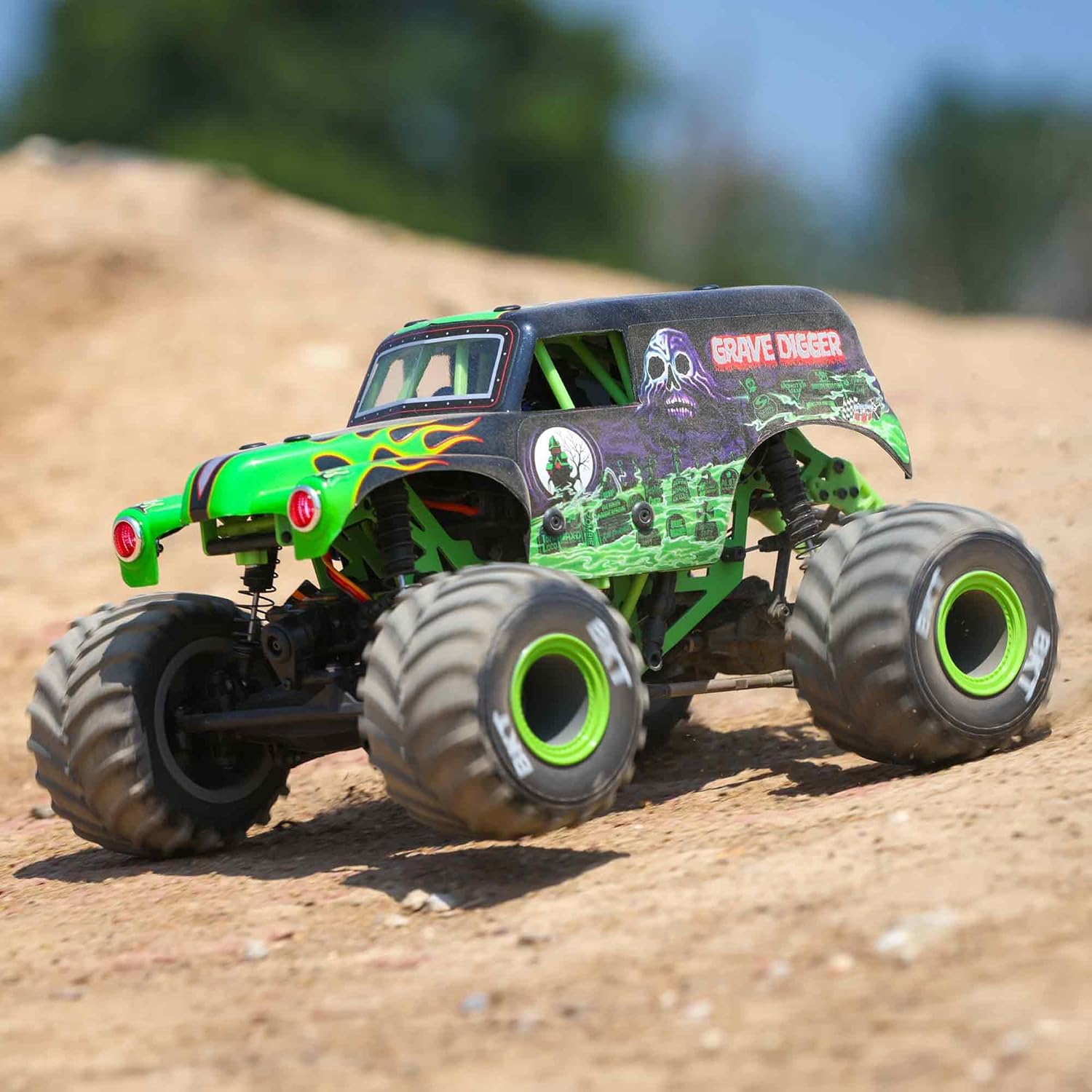 Losi 1/18 Mini LMT Grave Digger 2S 4X4 RTR Brushed Monster Truck Battery & Charger Included Green LOS01026T1