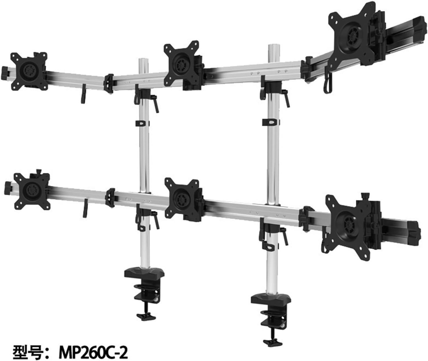 Multi-Screen LCD Monitor Stand Double Column six-Screen Desktop Stand MP260C-2 clamp Table Installation