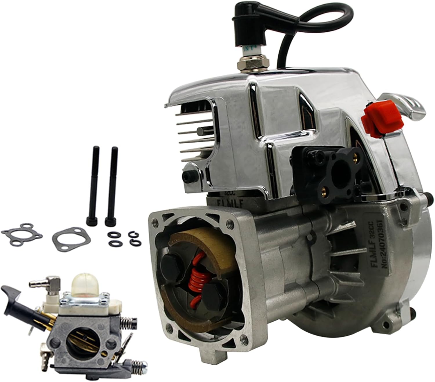 Chrome 32CC 2 Stroke 4 Bolt Engine for 1/5 Hpi Rofun Km Rovan Baja Losi 5ive-T DBXL MCD FG GoPed Redcat Rc Car Parts