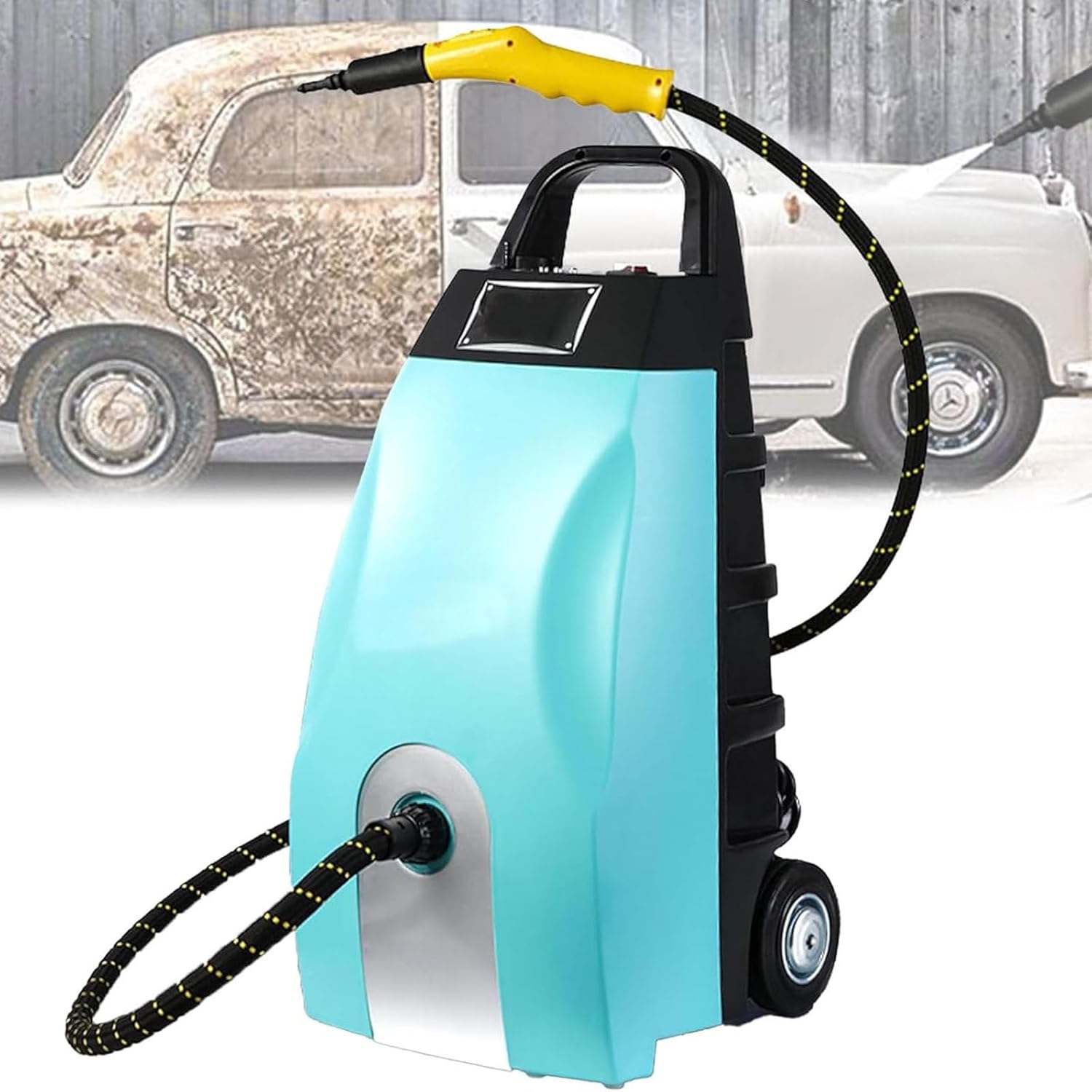 GerCxxly Commercial Steam Cleaner,2500W Power Wash with Accessories,Dry and Wet Steam Conditioning,120ml/min,Suitable for Home Use and Car Cleaning,3.5L Tank Blue