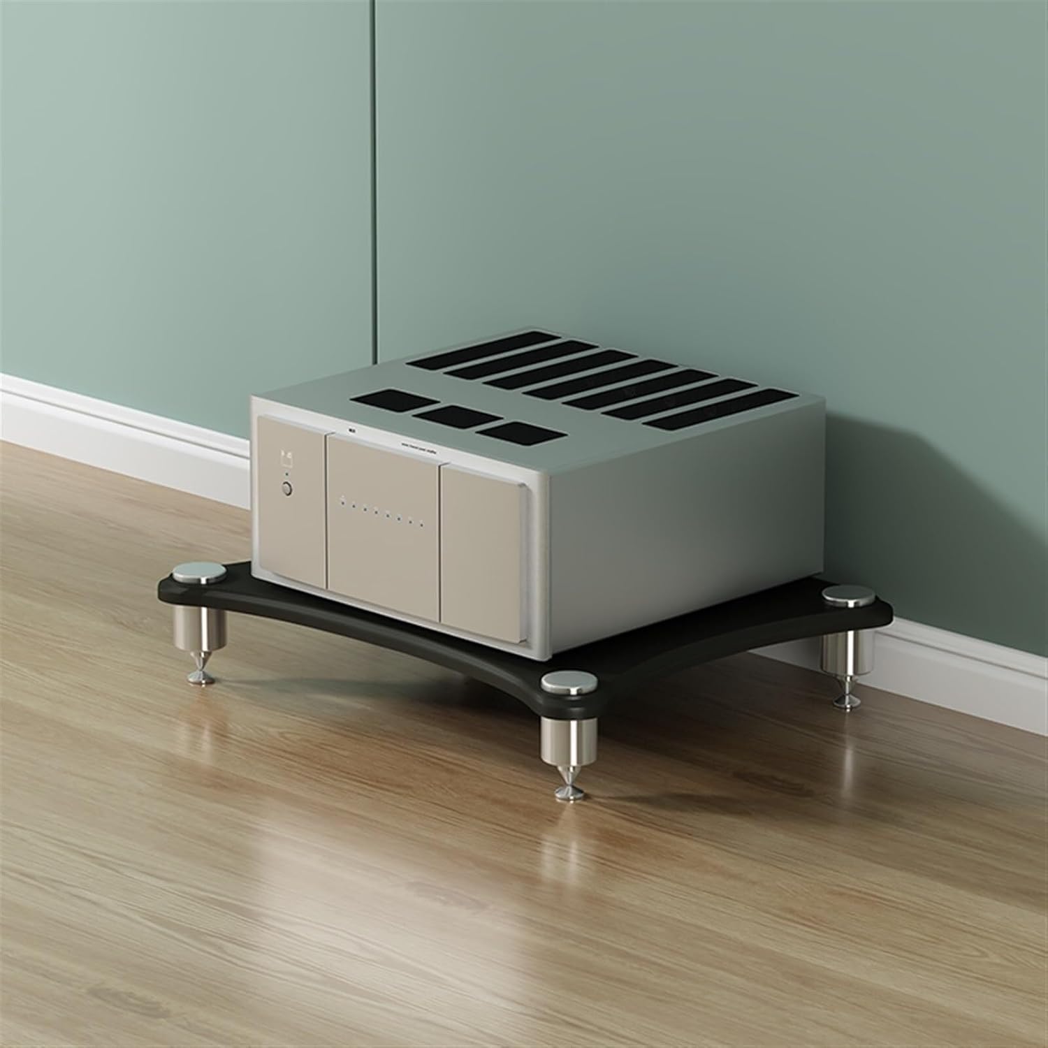 HYETYDV Rack AV Shelf Audio Rack Stainless Steel Media Stand - 4 Layer Stereo Components Cabinet for DVD Player Game Console TV Box WiFi Router Amplifier Stand