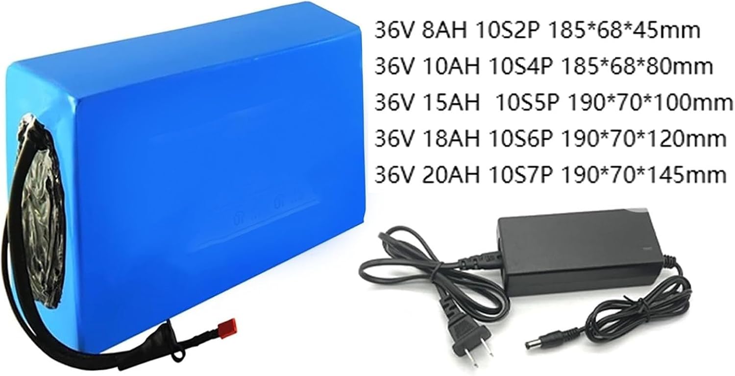 E-Bike Battery 36V 8AH-20AH Waterproof Rechargeable Lithium-Ion Battery with Charger Electric Bicycle Scooter for 100W to 800W Motor