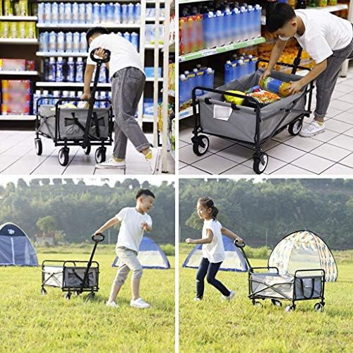 Collapsible Wagon Cart with Wheels Foldable Folding Wagons Carts Silent Universal Wheels,Folding Cart with Wheels,Mini Shopping Cart,Portable Pet Trolley,Children Handcart,Picnic Transport C