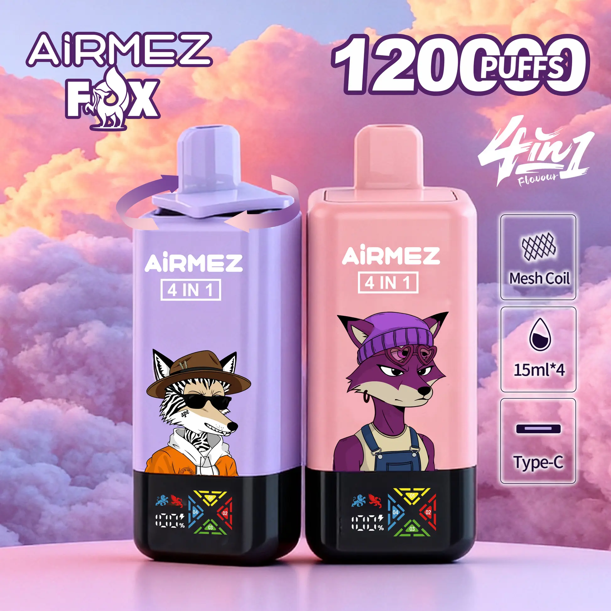 AIRMEZ FOX 120K 4 in 1 (10pcs) - MYEU VAPES
