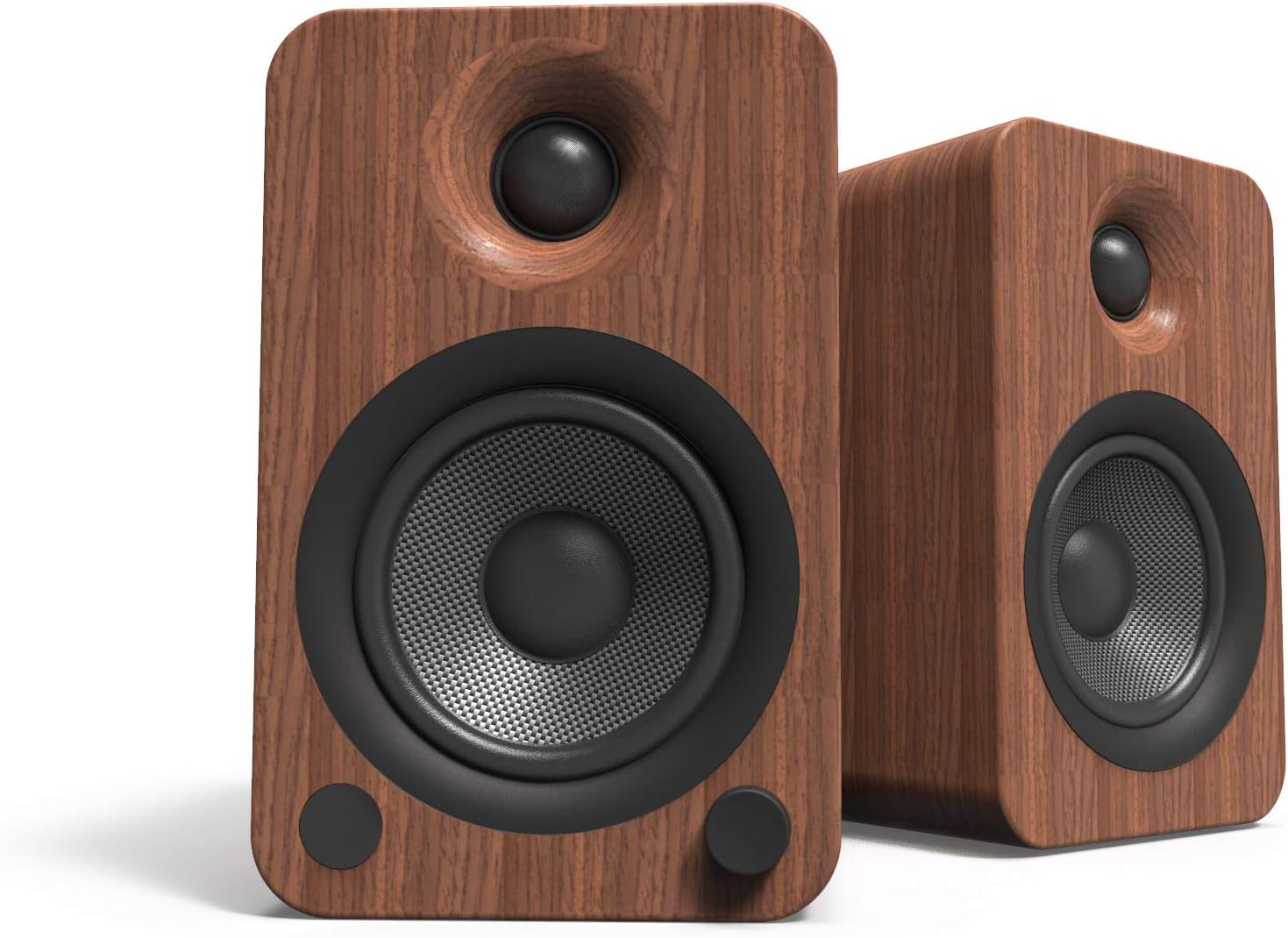 Kanto YU4WALNUT Powered Speakers with Bluetooth and Built-in Phono Preamp | Auto Standby and Startup | Remote Included | 140W Peak Power | Pair | Walnut