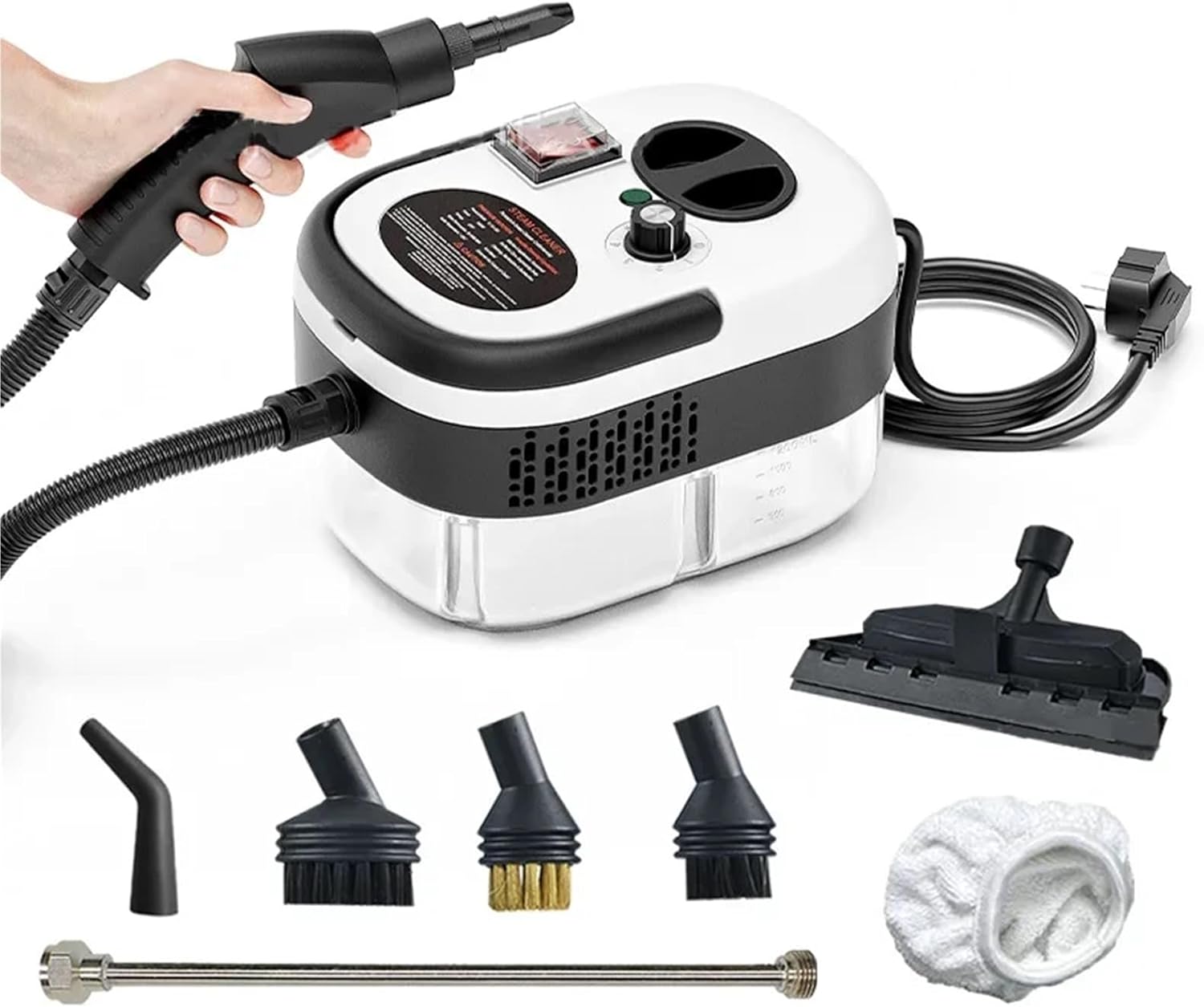 2500W Steam Cleaner High Temperature Disinfection Air Conditioning Kitchen Range Hood Household Steam Cleaner 110V/220V(Silver,110 V)