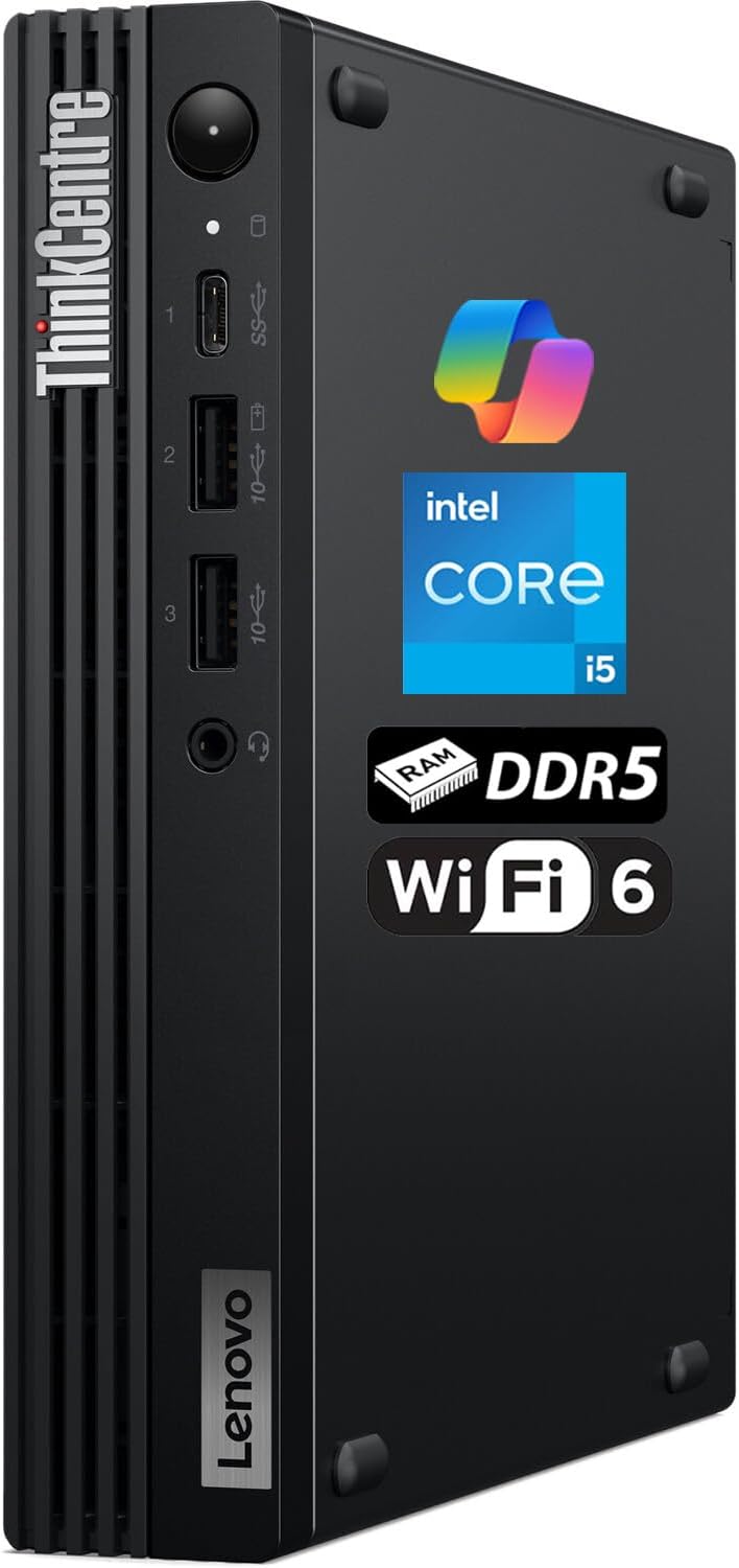 Lenovo ThinkCentre Tiny M70q Gen 5 Intel 10-Core i5-14400T (Beat i7-13700T), 16GB DDR5 RAM, 512GB NVMe SSD, Bluetooth, WiFi 6, Ethernet, Display Port, HDMI, Win 11 Pro, Business Desktop, 3-Yr Wty