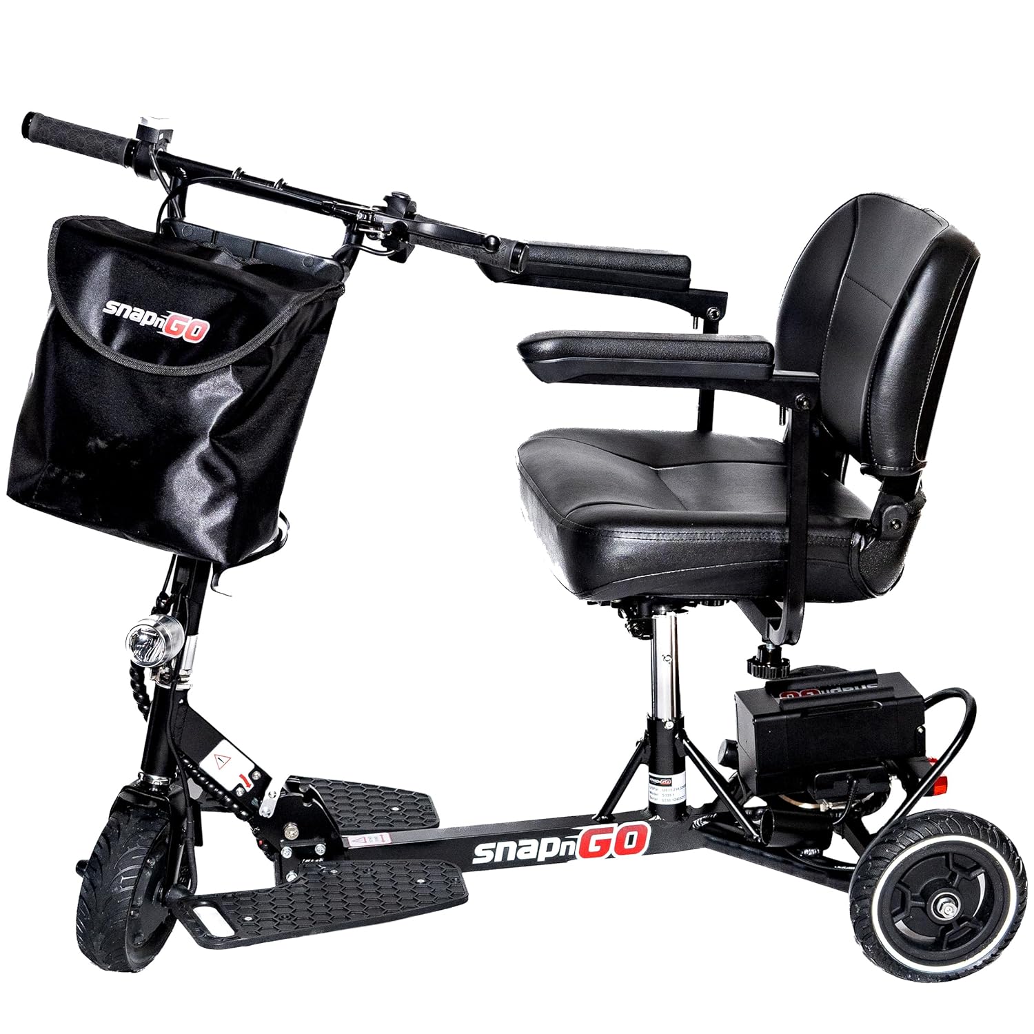 SNAPnGO Three Wheel Portable Mobility Adult Scooter - Aircraft-Grade Aluminum Frame for Top Speeds of 5mph and 13-Mile Range - Folding Feature, 250W Motor, Quick Charge 36V Lightweight Battery