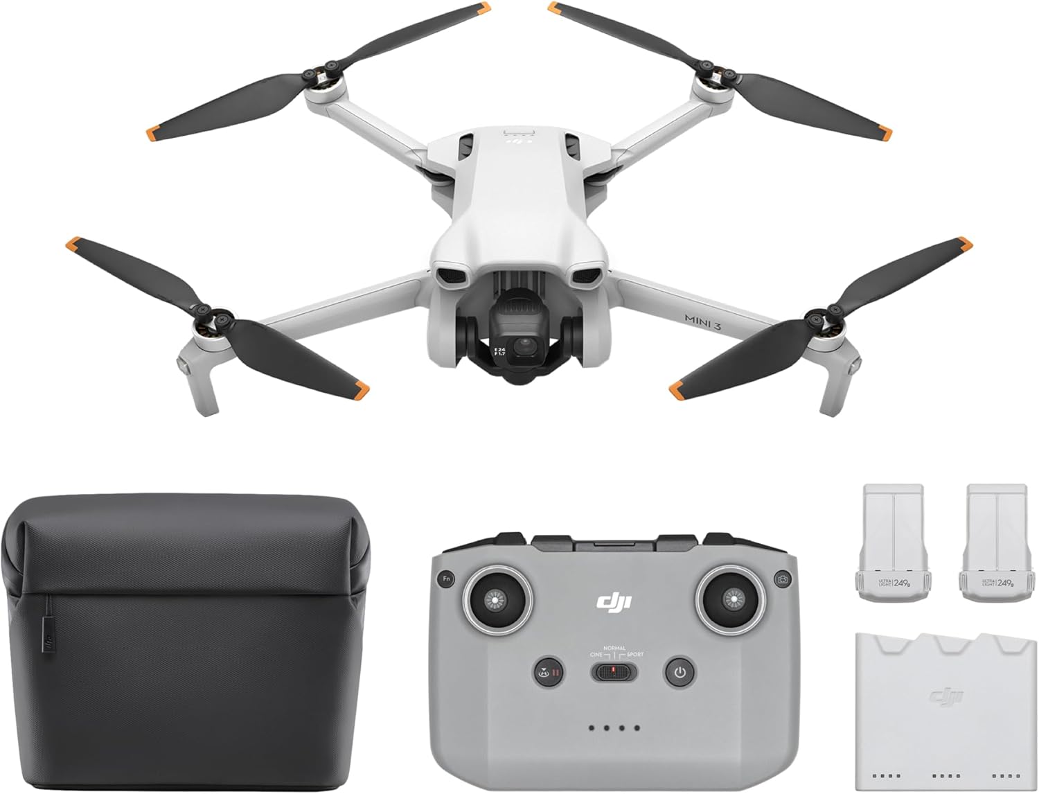 DJI Mini 3 Fly More Combo, Lightweight 3x Mechanical Gimbal Mini Camera Drone with 4K HDR Video, 3 Batteries for 114-min Flight Time, up to 32800ft (10km) Video Transmission, True Vertical Shooting