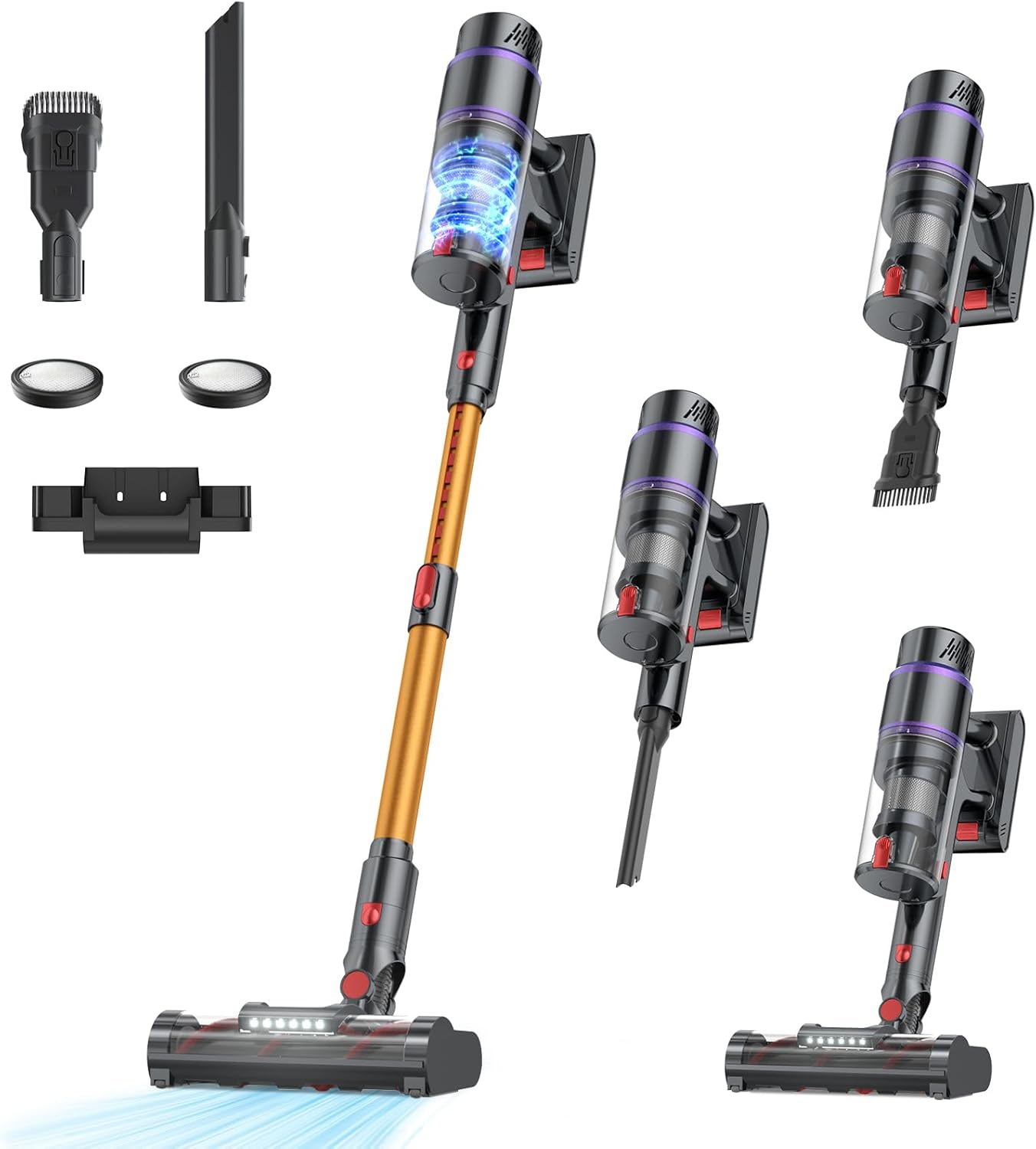 Cordless Vacuum Cleaner, 550W/50Kpa/70Mins Vacuum Cleaners for Home with Smart Auto Mode/LED Touch Display, Self-Standing Cordless Stick Vacuum Rechargeable, Vacuum Cleaner for Pet Hair/Carpet/Floors