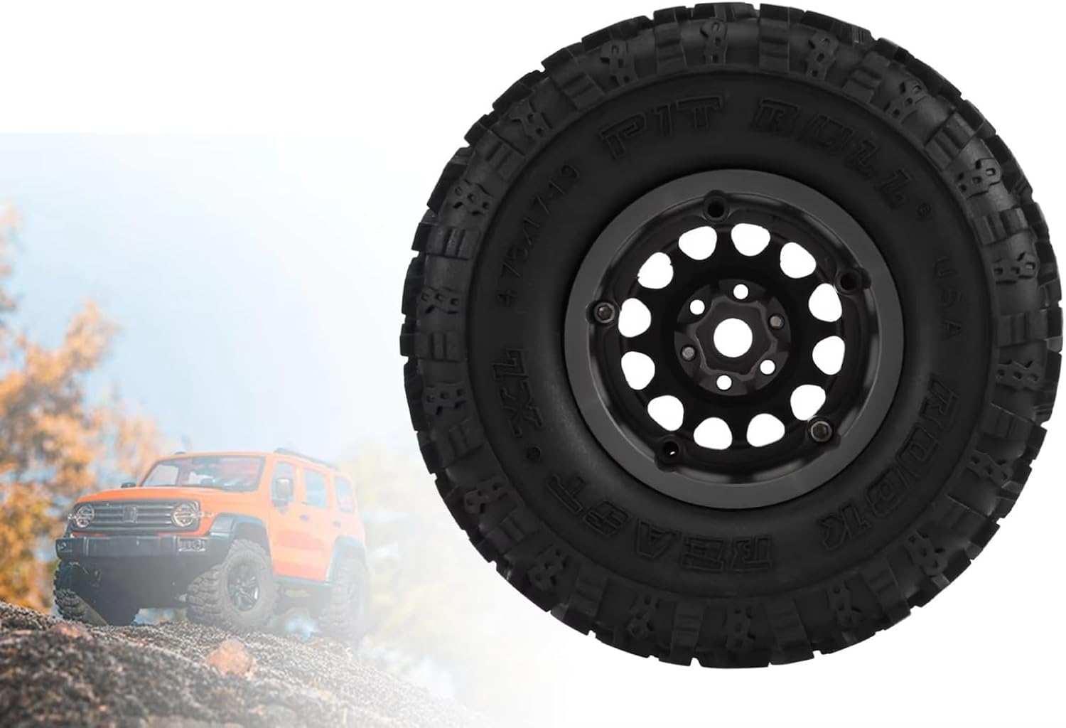 RC Car Parts Compatible with Traxxas for TRX4 for TRX6 for Axial for SCX10 1/10 RC Crawler Car 4PCS Metal 2.2 Beadlock Wheel Rim Tires Set