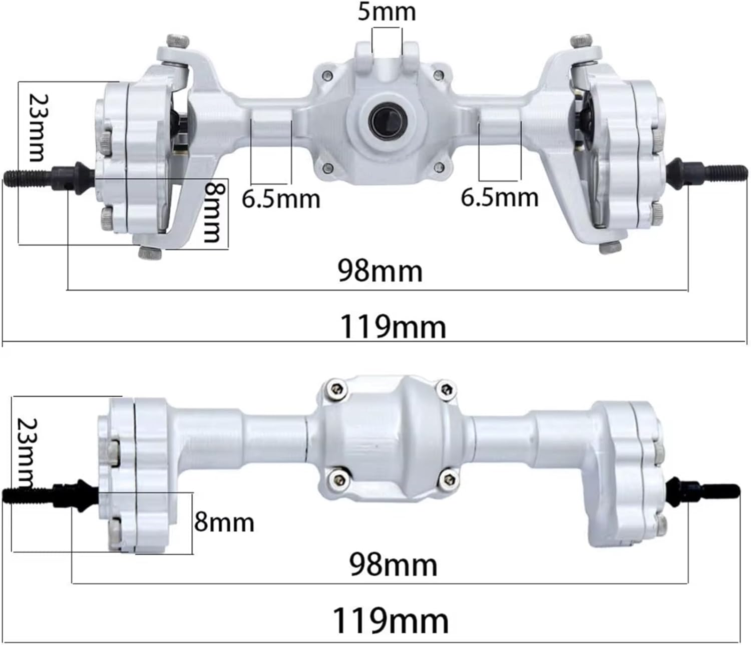 RC Axle Models For FMS For FCX24 AD22 1/24 Complete Metal Front And Rear Portal Axle With Gear RC Car Upgrades Parts Accessories Black