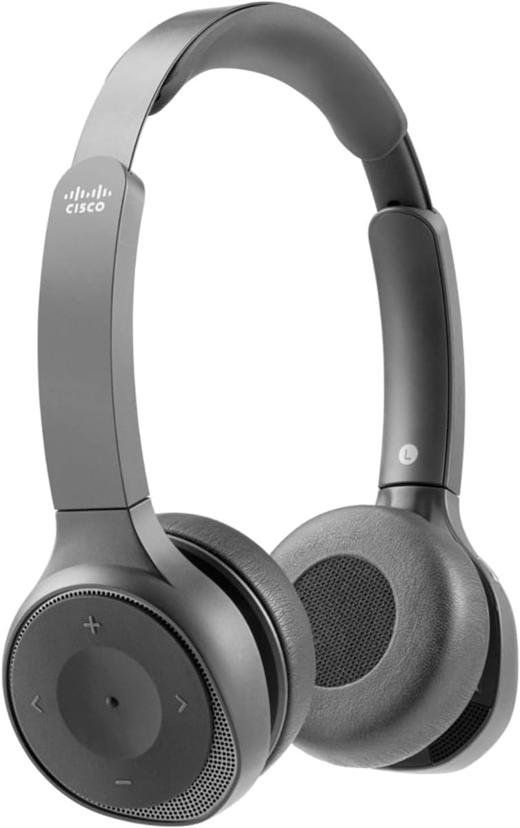 Cisco Headset 730, Wireless Dual On-Ear Bluetooth Headset with Case, USB-A HD Adapter, USB-A and 3.5mm Cables, Charging Stand, Carbon Black, 2-Year Limited Liability Warranty (HS-WL-730-BUNAS-C)